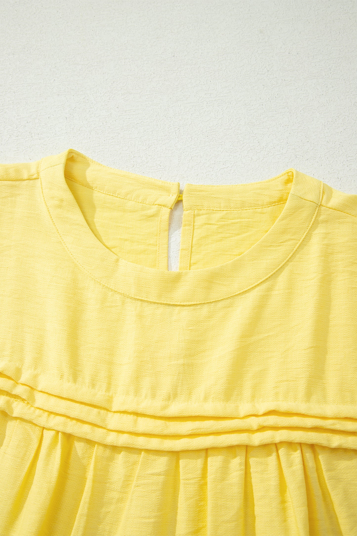 Yellow Cream Tie Half Sleeve Pleated Detail Babydoll Blouse-Tops/Blouses & Shirts-[Adult]-[Female]-2022 Online Blue Zone Planet