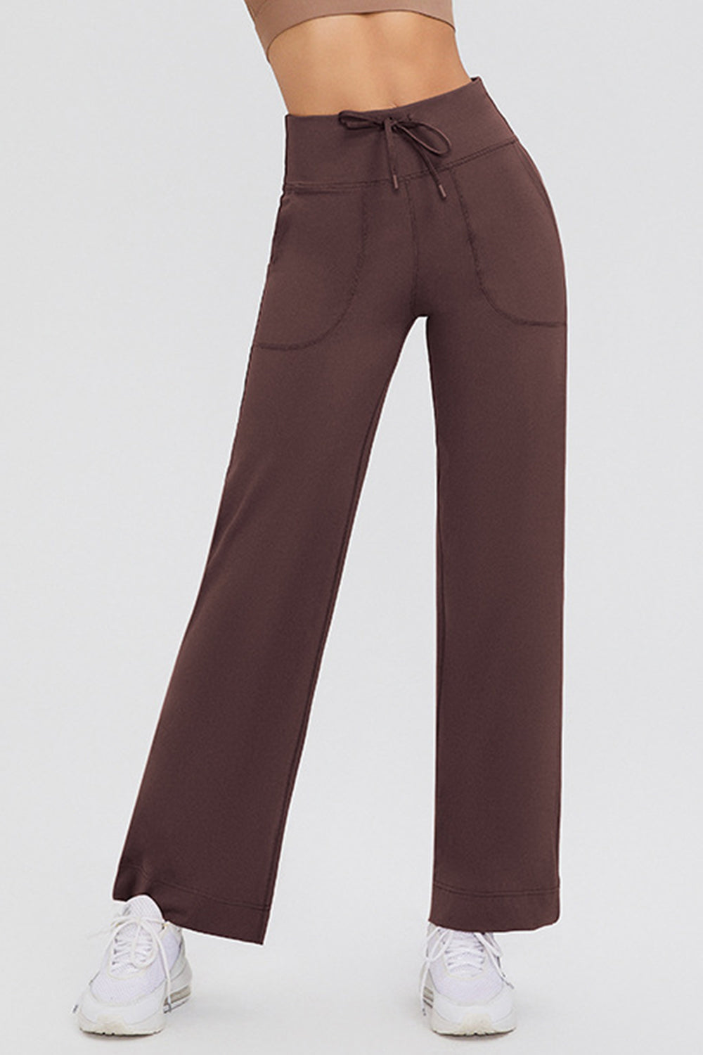 Basic Bae Full Size Drawstring High Waist Pants with Pockets-BOTTOMS SIZES SMALL MEDIUM LARGE-[Adult]-[Female]-Dark Brown-S-2022 Online Blue Zone Planet