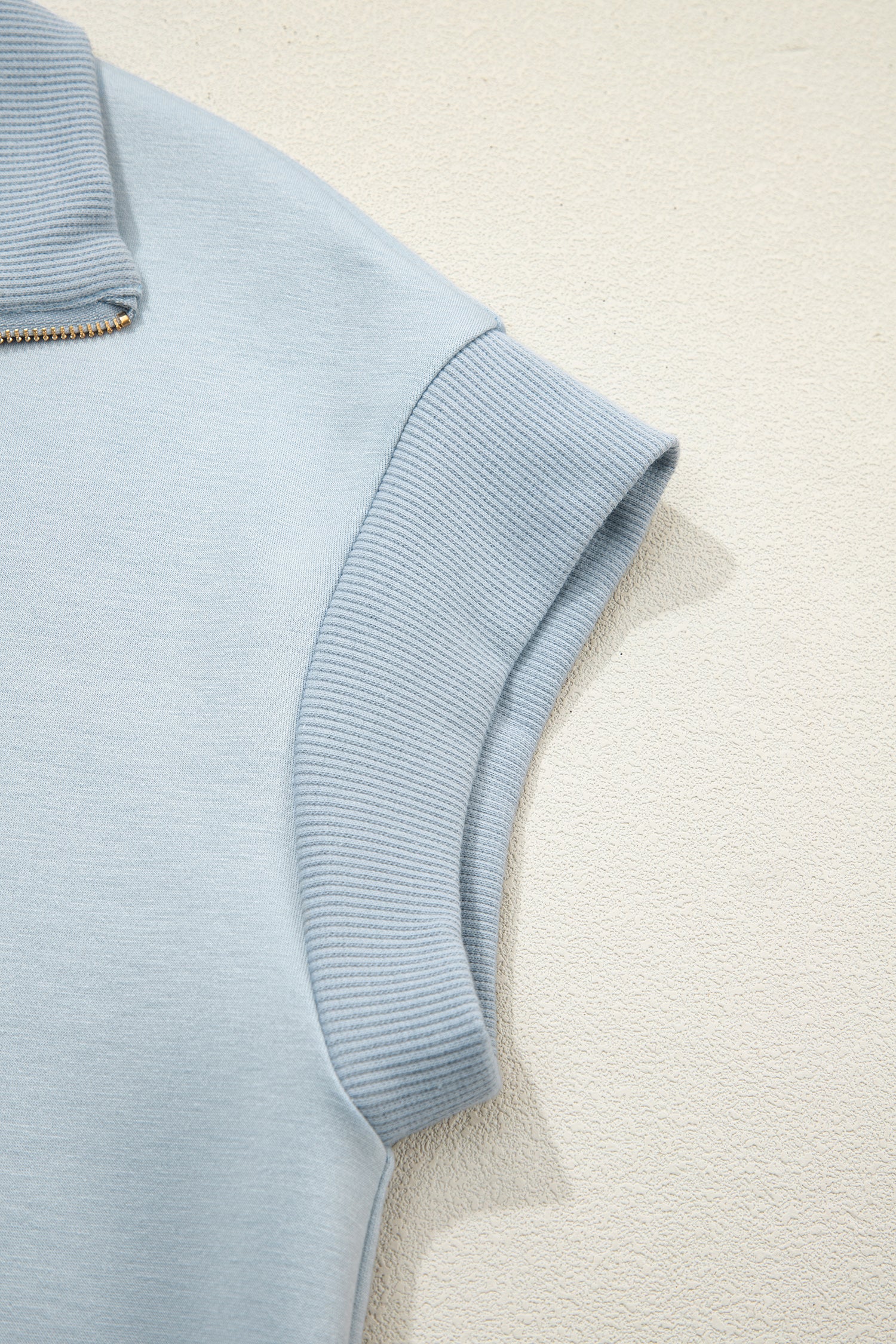 Beau Blue Half Zip Polo Tee Casual Pant Set-Two Piece Sets/Pant Sets-[Adult]-[Female]-2022 Online Blue Zone Planet