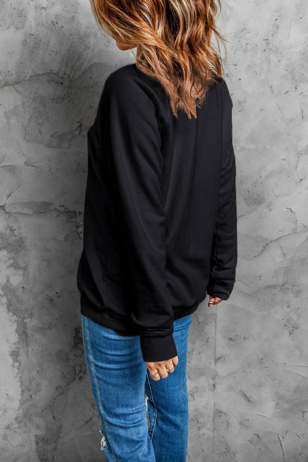 BOO Round Neck Long Sleeve Sweatshirt-TOPS / DRESSES-[Adult]-[Female]-2022 Online Blue Zone Planet