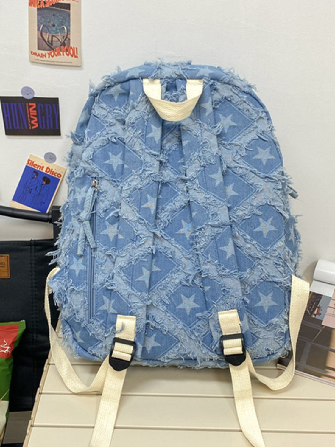 Star Denim Backpack Bag-HANDBAGS-[Adult]-[Female]-2022 Online Blue Zone Planet