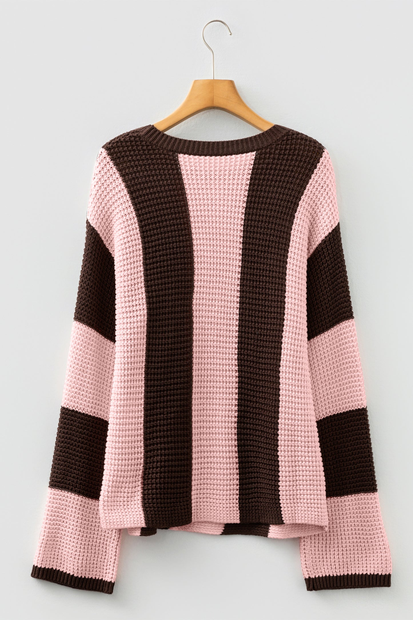 Myosotis Striped Color Block Thermal Textured Knit Drop Shoulder Sweater-TOPS / DRESSES-[Adult]-[Female]-2022 Online Blue Zone Planet