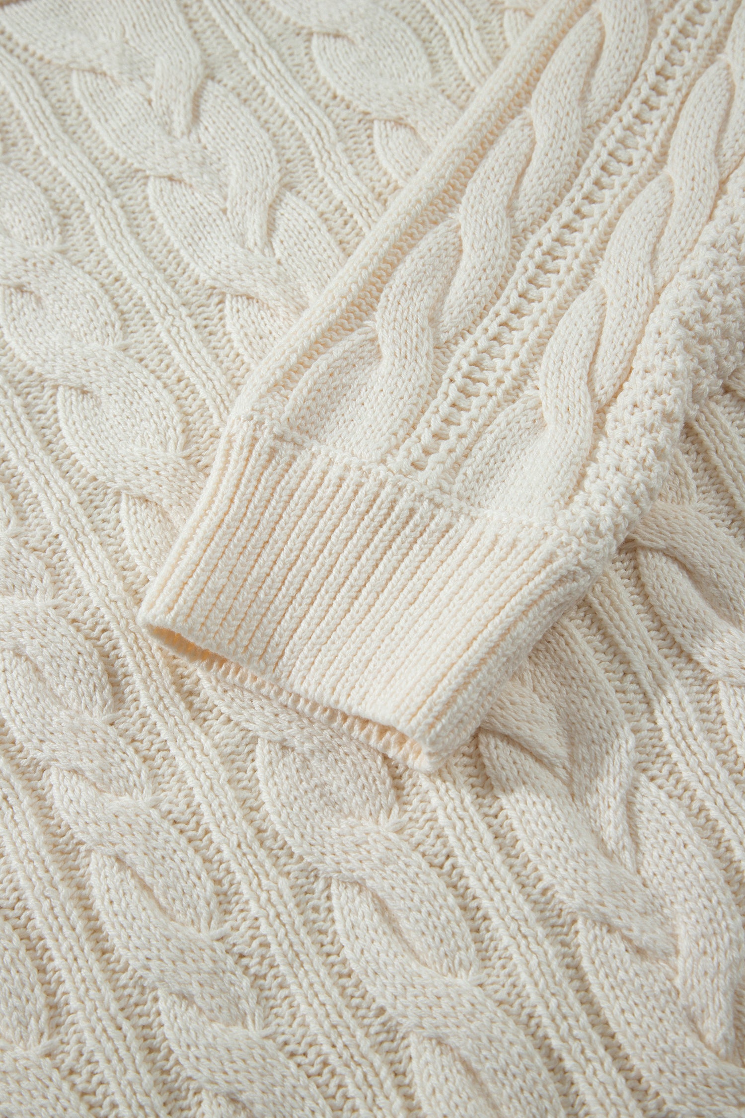 Beige Drop Shoulder Round Neck Cable Knit Sweater-TOPS / DRESSES-[Adult]-[Female]-2022 Online Blue Zone Planet
