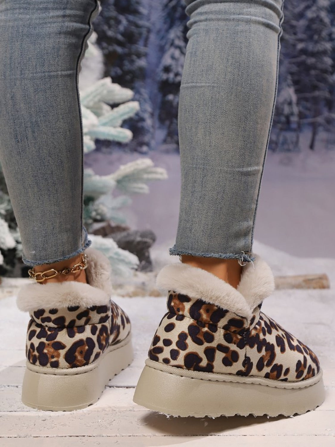 Blue Zone Planet | Thermal Leopard Round Toe Platform Boots-BOOTS-[Adult]-[Female]-2022 Online Blue Zone Planet