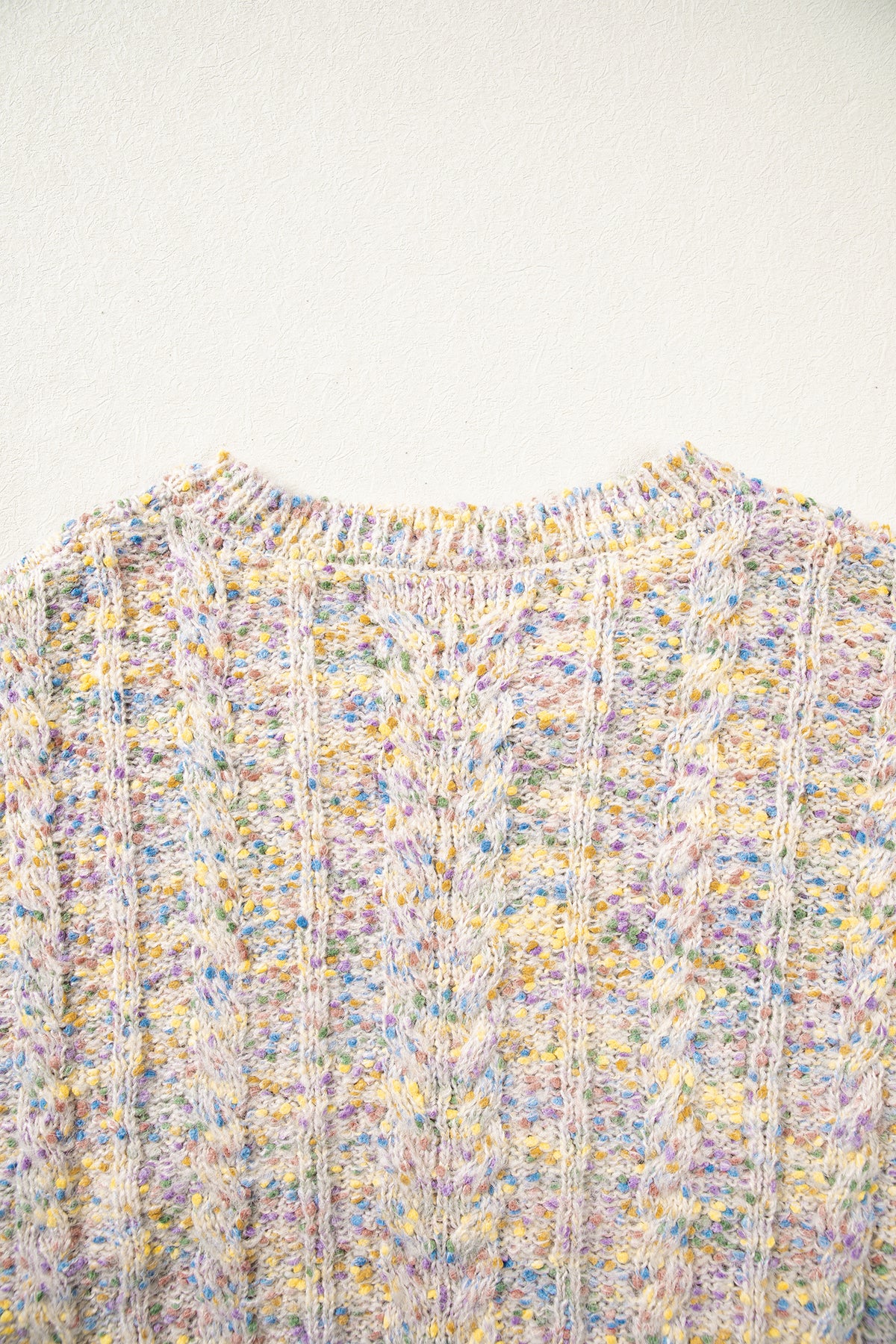 Multicolour Cozy Cable Knit Round Neck Long Sleeve Confetti Sweater-TOPS / DRESSES-[Adult]-[Female]-2022 Online Blue Zone Planet