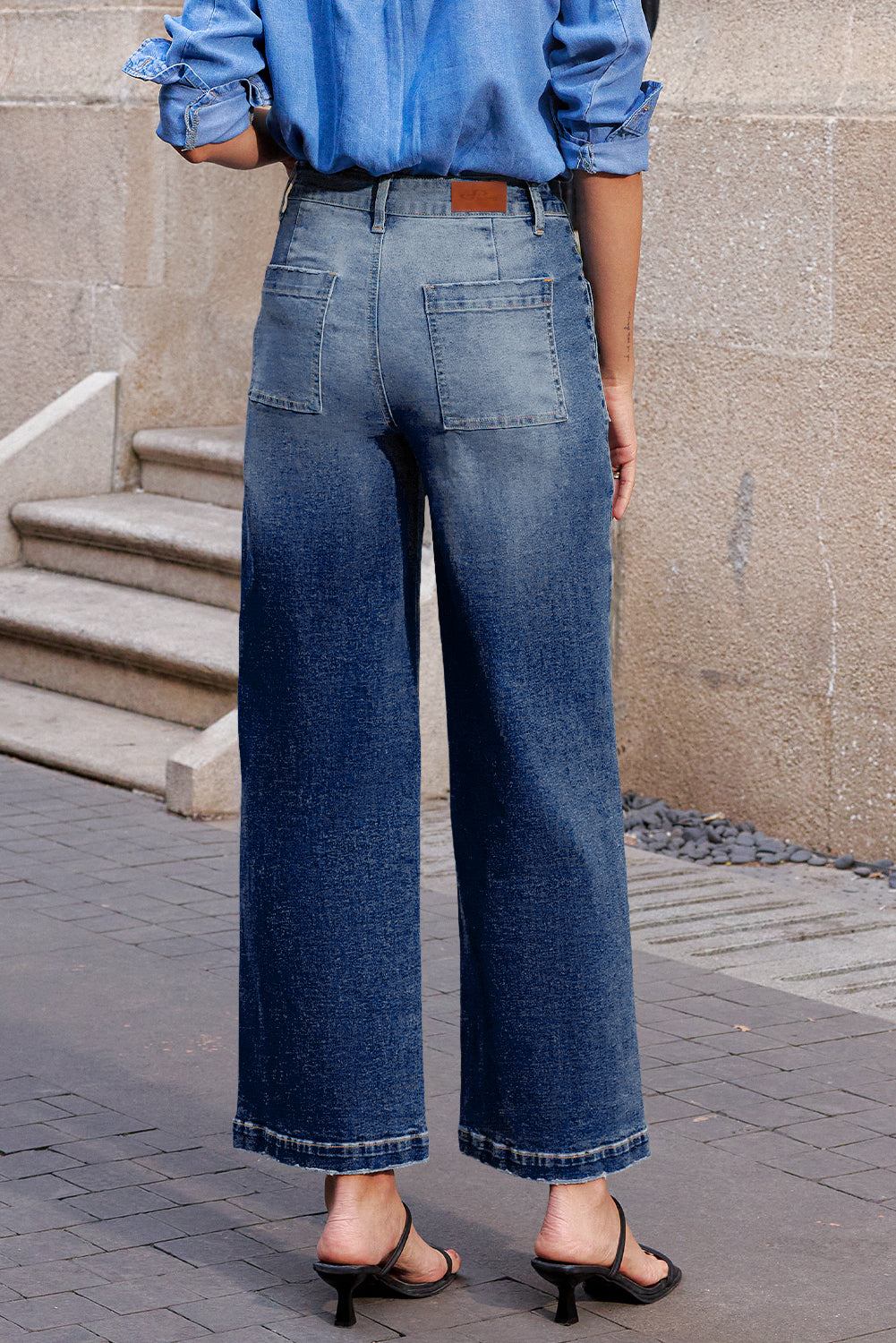Bluing Mimimalist Patch Pocket Womens Shift Jeans-Bottoms/Jeans-[Adult]-[Female]-2022 Online Blue Zone Planet