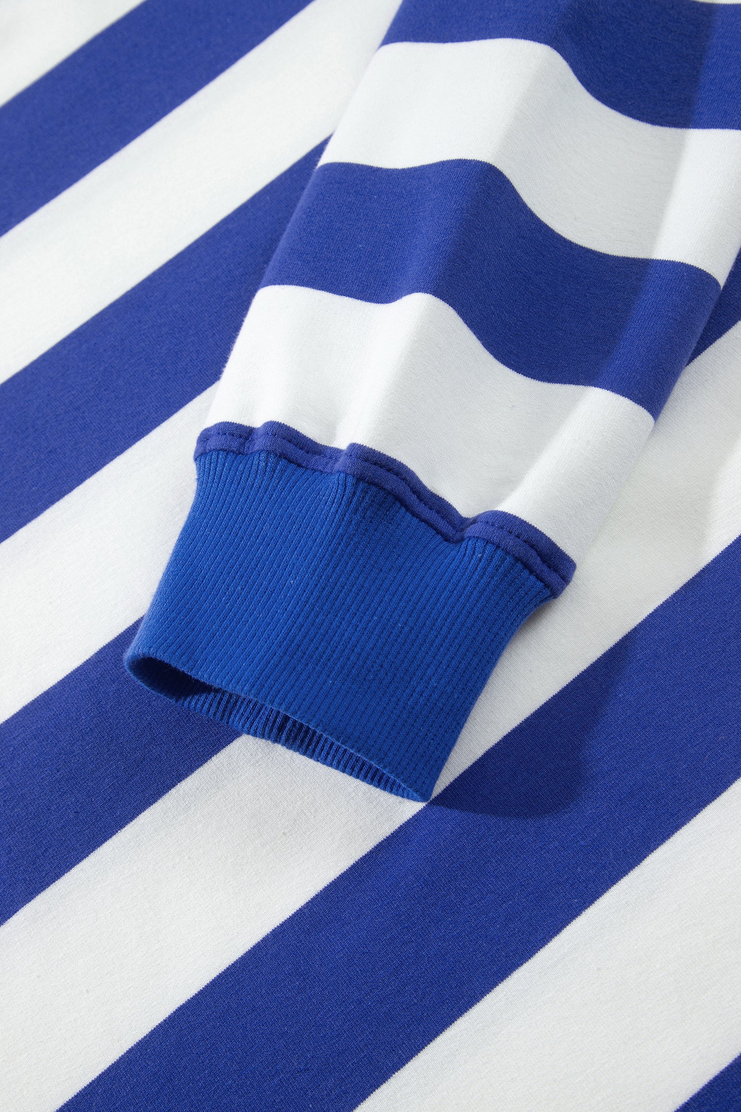 Blue Stripe Colorblock Mock Neck Relaxed Sweatshirt-Tops/Sweatshirts & Hoodies-[Adult]-[Female]-2022 Online Blue Zone Planet
