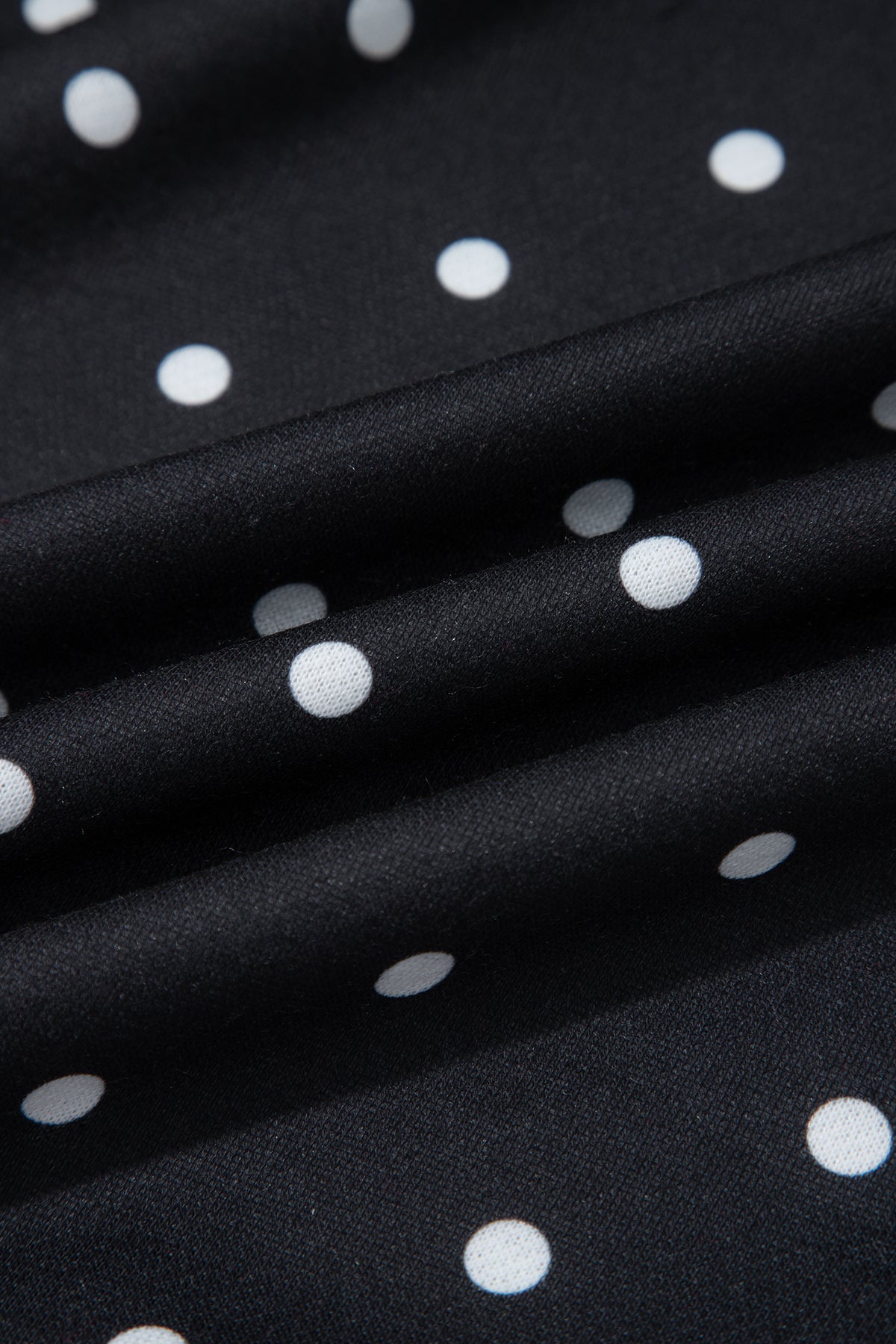Black Polka Dot Print Metal Button Collar Casual Pullover Sweatshirt-Tops/Sweatshirts & Hoodies-[Adult]-[Female]-2022 Online Blue Zone Planet