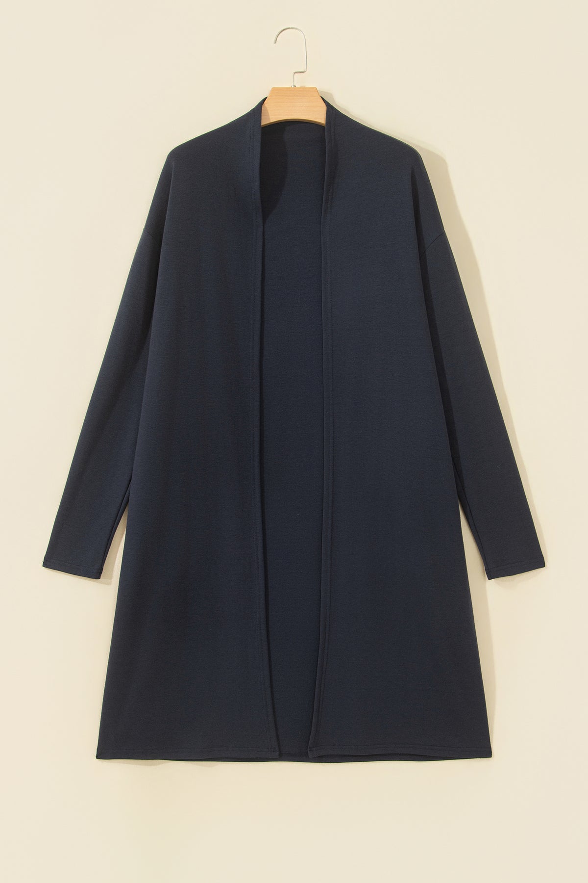Dirty blue Solid Color Long Sleeve Casual Tunic Shift Cardigan