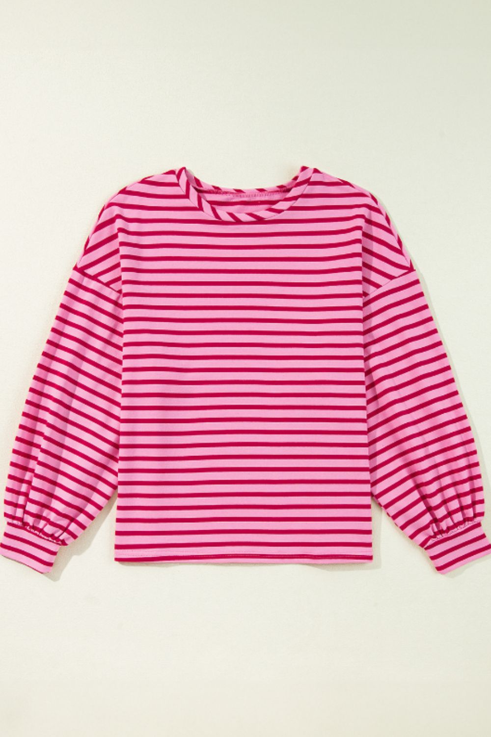 Striped Round Neck Long Sleeve Sweatshirt-TOPS / DRESSES-[Adult]-[Female]-2022 Online Blue Zone Planet