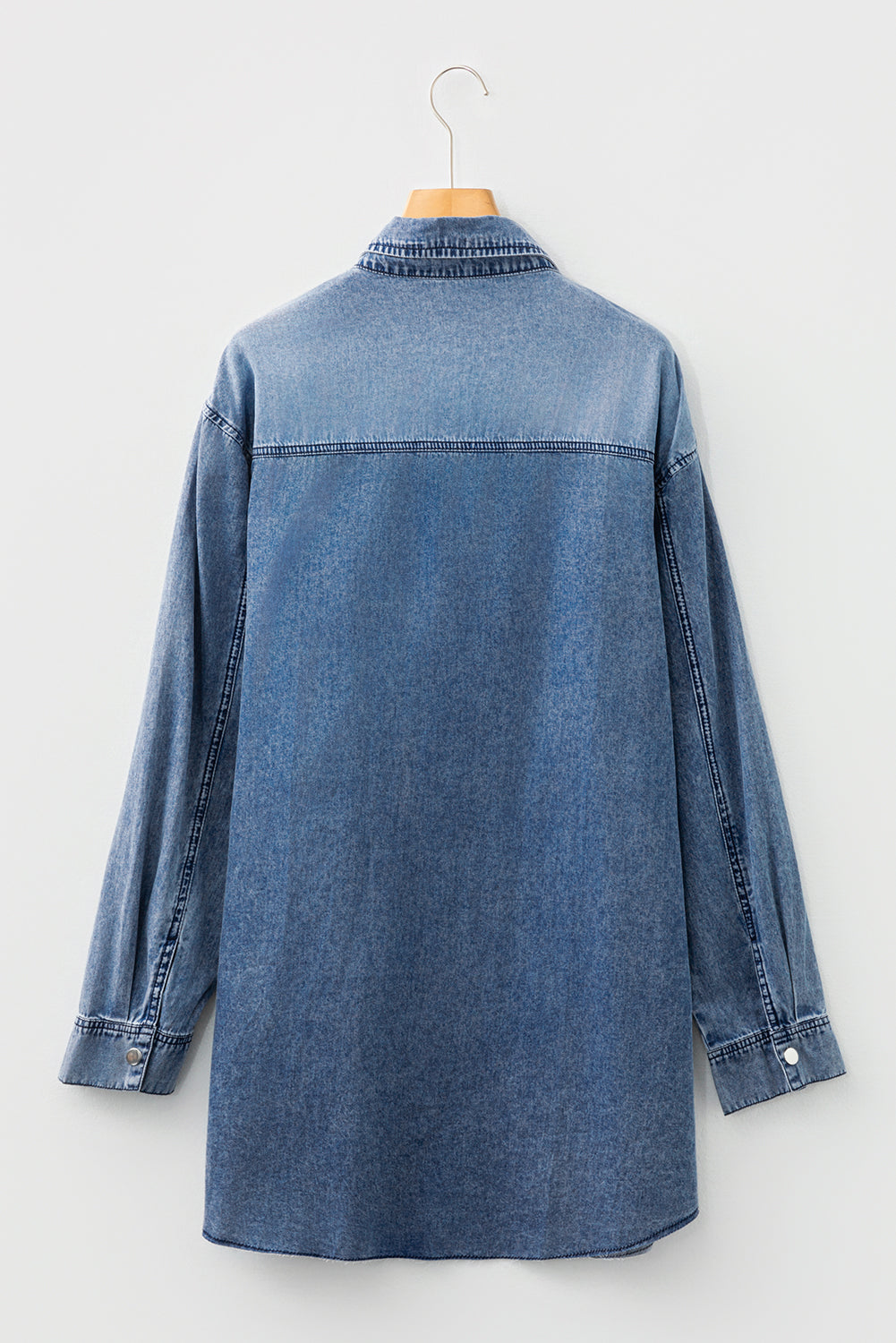 Blue Beau Chest Pocket Raw Hem Denim Loose Shirt Dress Blue / M / 100%Cotton by Blue Zone Planet Blue Beau Chest Pocket Raw Hem Denim Loose Shirt Dress Blue / M / 100%Cotton by Blue Zone Planet