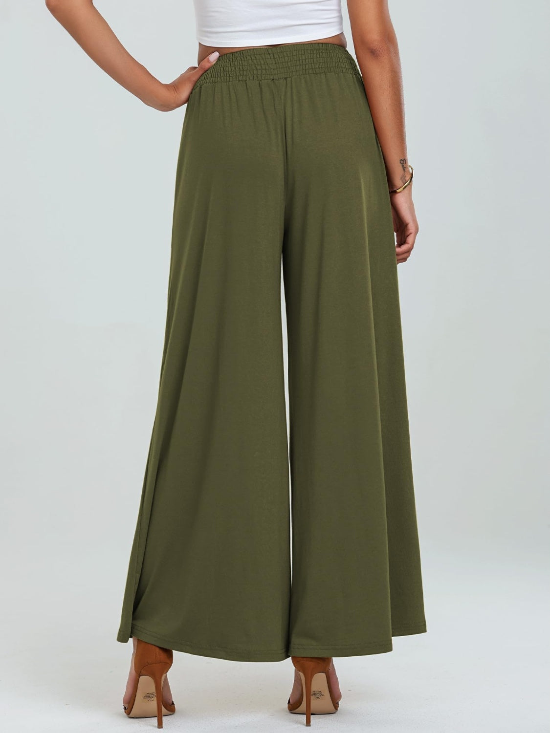 Pocketed Elastic Waist Wide Leg Pants-BOTTOMS SIZES SMALL MEDIUM LARGE-[Adult]-[Female]-2022 Online Blue Zone Planet