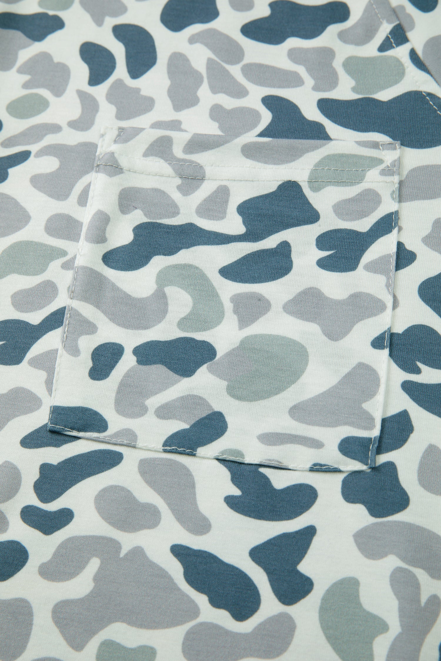 Gray Camouflage Print Single Chest Pocket V Neck Tee-Tops/Tops & Tees-[Adult]-[Female]-2022 Online Blue Zone Planet