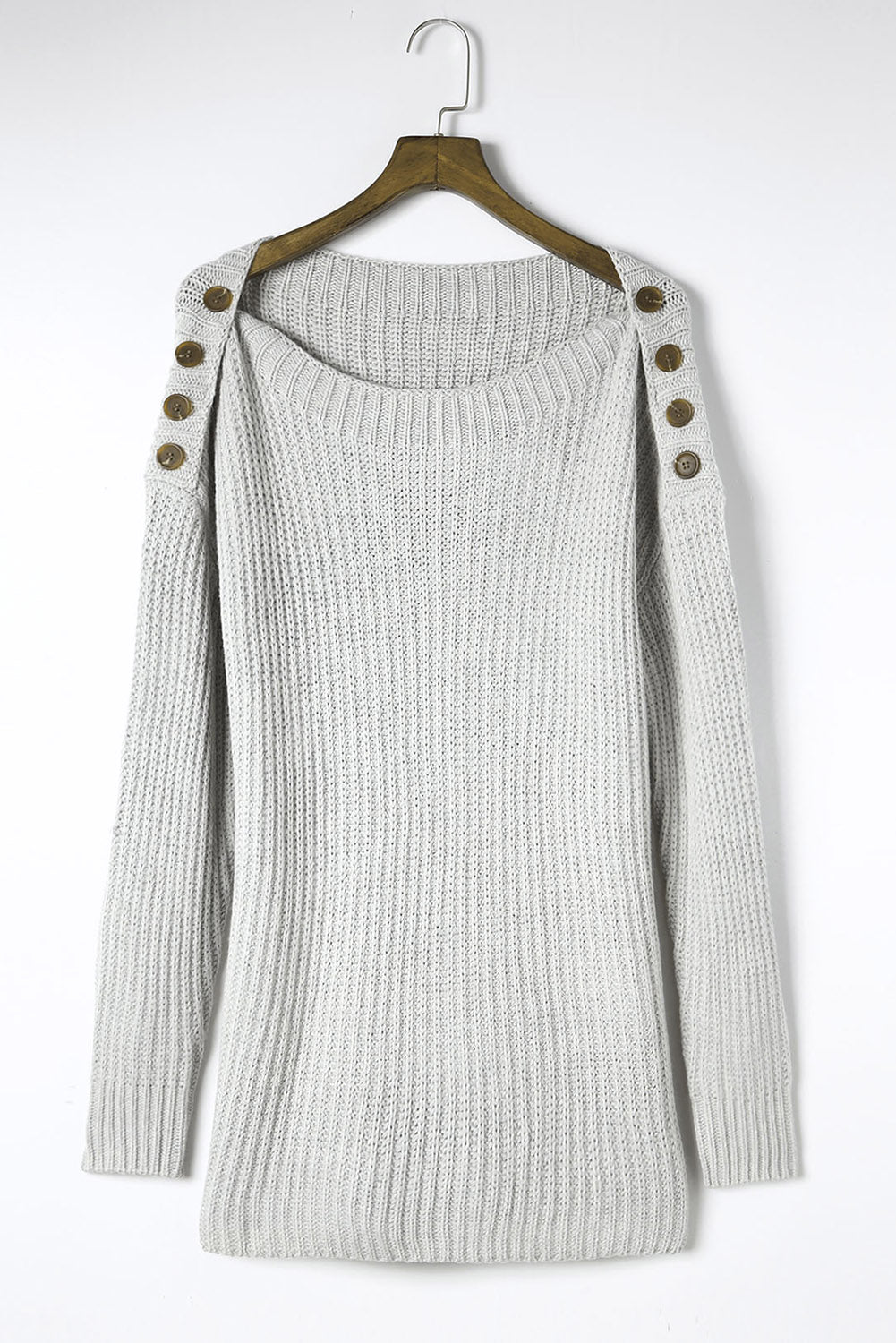 Side Slit Boat Neck Long Sleeve Sweater-TOPS / DRESSES-[Adult]-[Female]-2022 Online Blue Zone Planet