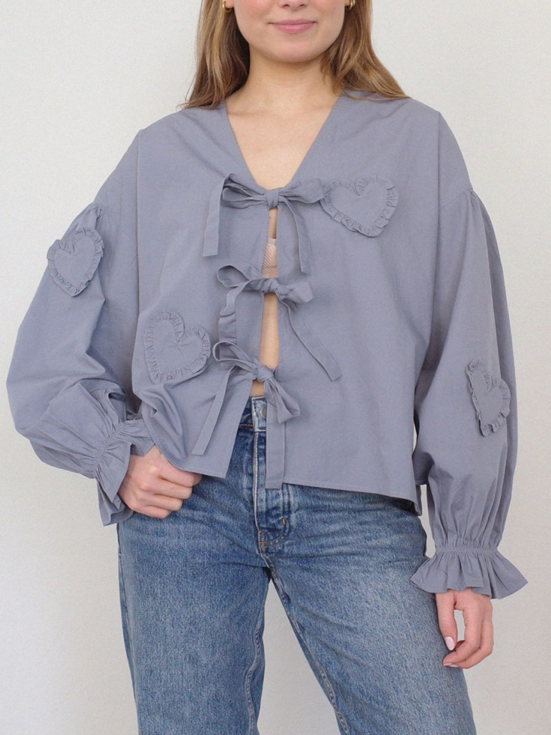 Tied Flounce Sleeve Blouse-TOPS / DRESSES-[Adult]-[Female]-Lavender-S-2022 Online Blue Zone Planet