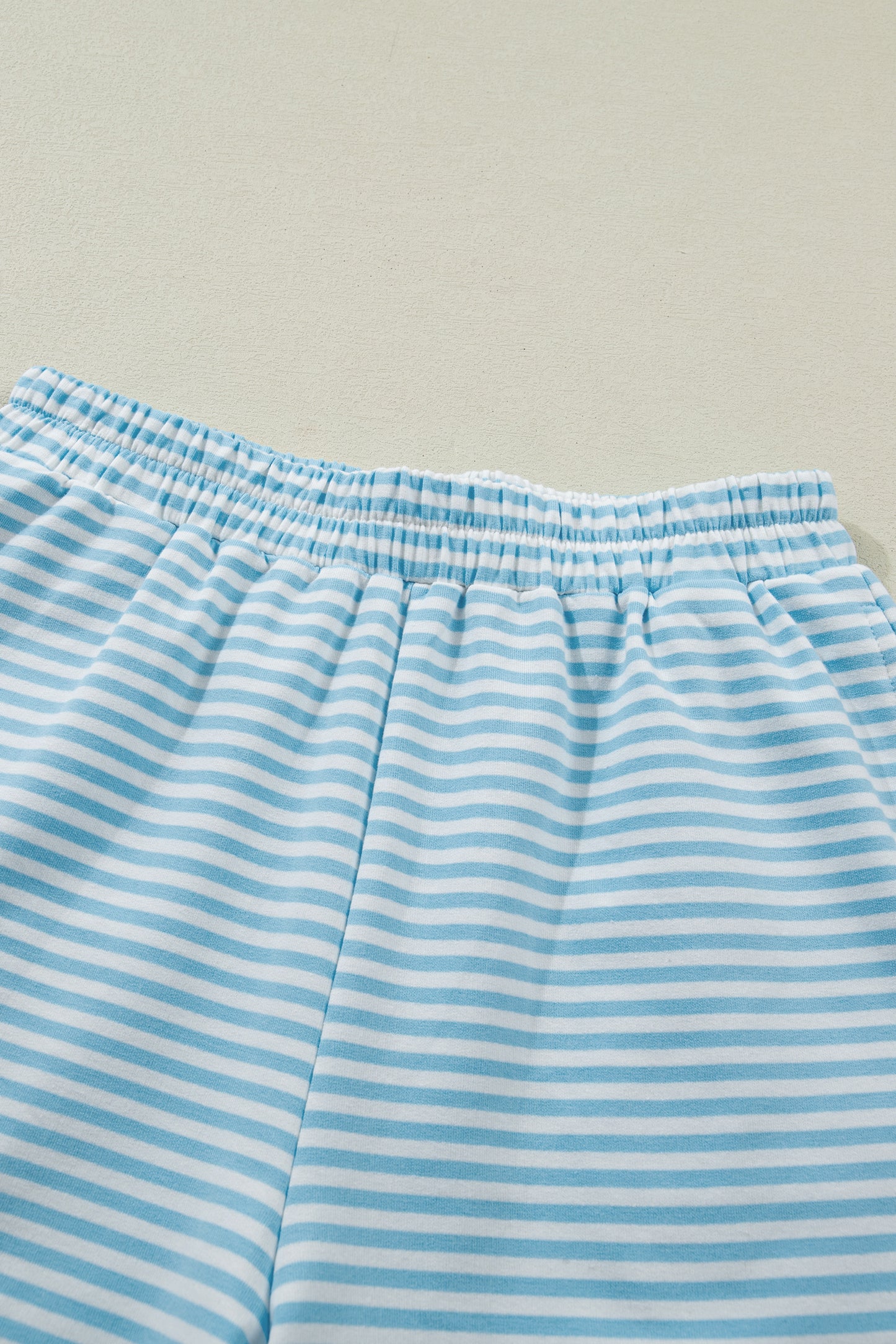 Pink Stripe Cuffed Sleeve Contrast Mock Neck Tee Casual 2pcs Short Set-Two Piece Sets/Short Sets-[Adult]-[Female]-2022 Online Blue Zone Planet