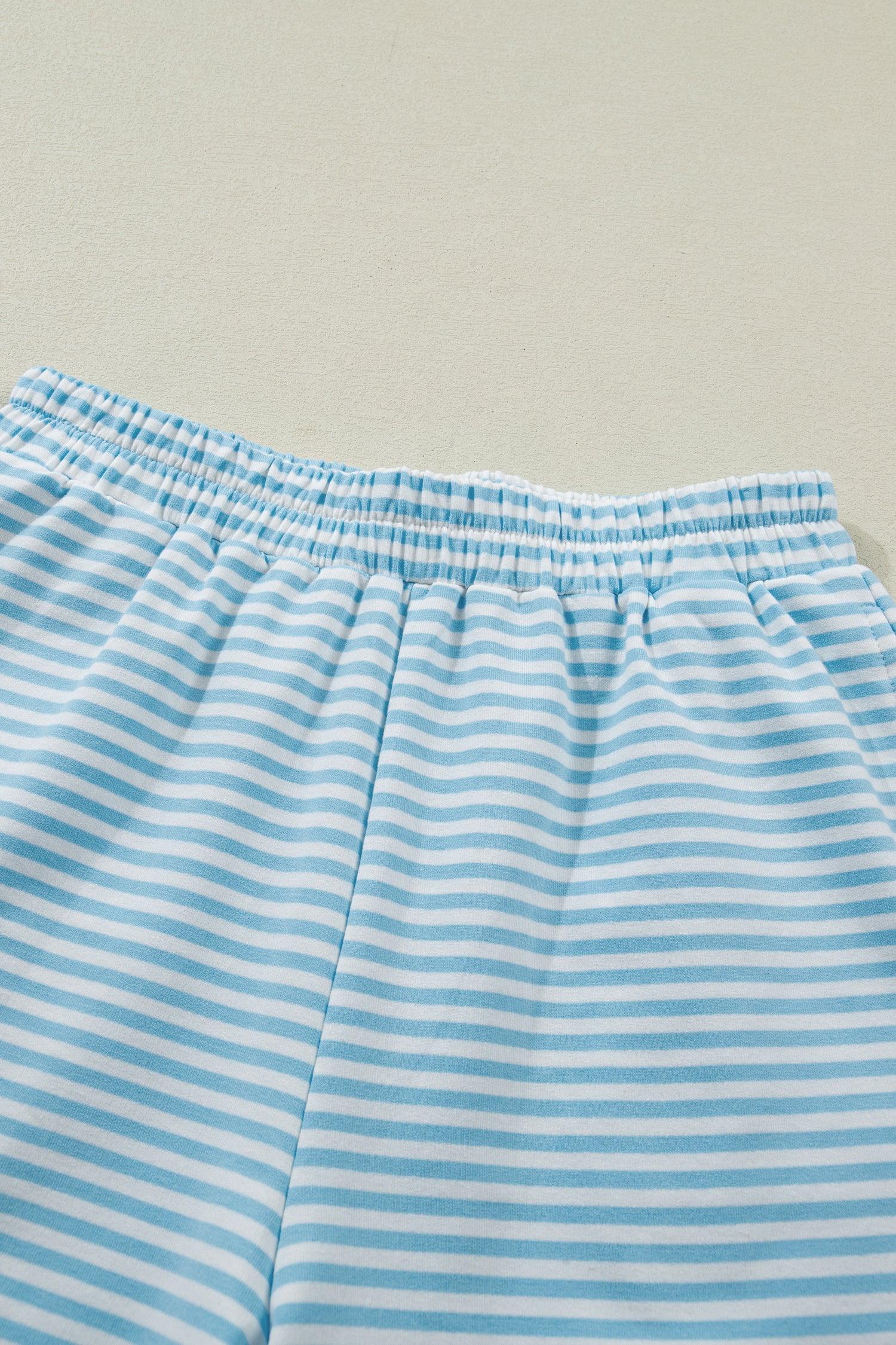 Pink Stripe Cuffed Sleeve Contrast Mock Neck Tee Casual 2pcs Short Set-Two Piece Sets/Short Sets-[Adult]-[Female]-2022 Online Blue Zone Planet
