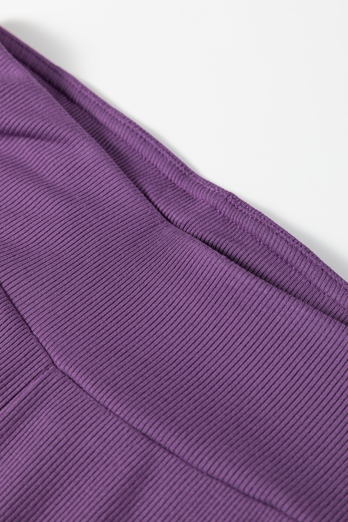 Orchid Mist Solid Color Oversize Slit Sweatshirt Ribbed Leggings 2pcs Set-Two Piece Sets/Pant Sets-[Adult]-[Female]-2022 Online Blue Zone Planet