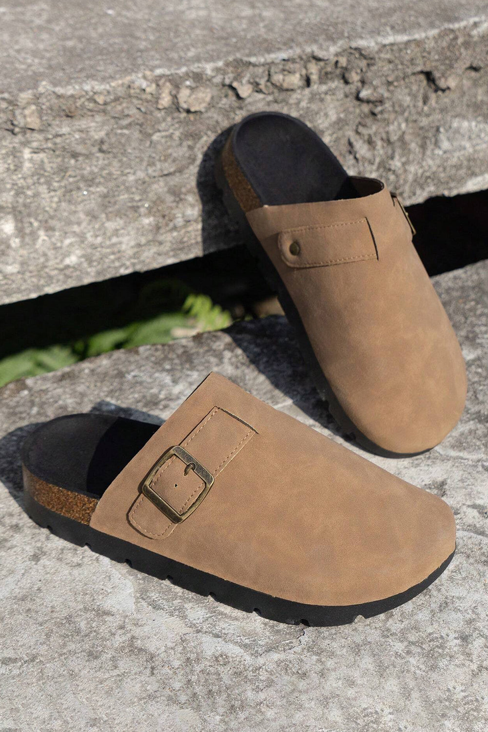 Light French Beige Suede Buckle Detail Slippers-Shoes & Bags/Slippers-[Adult]-[Female]-2022 Online Blue Zone Planet