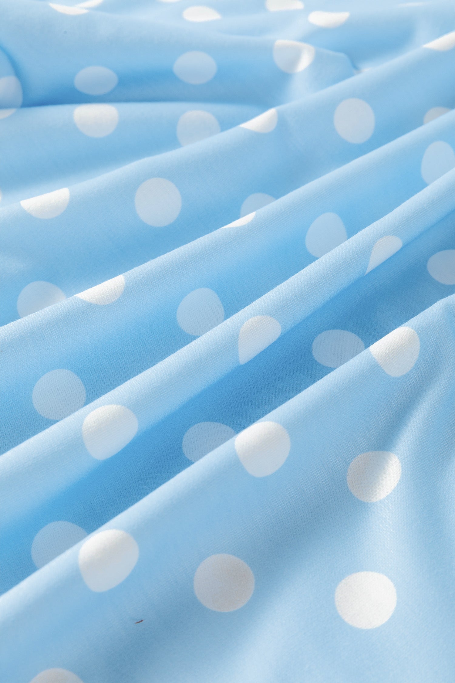 Sky Blue Polka Dot Oversized Top Drawstring Short Set-Two Piece Sets/Short Sets-[Adult]-[Female]-2022 Online Blue Zone Planet