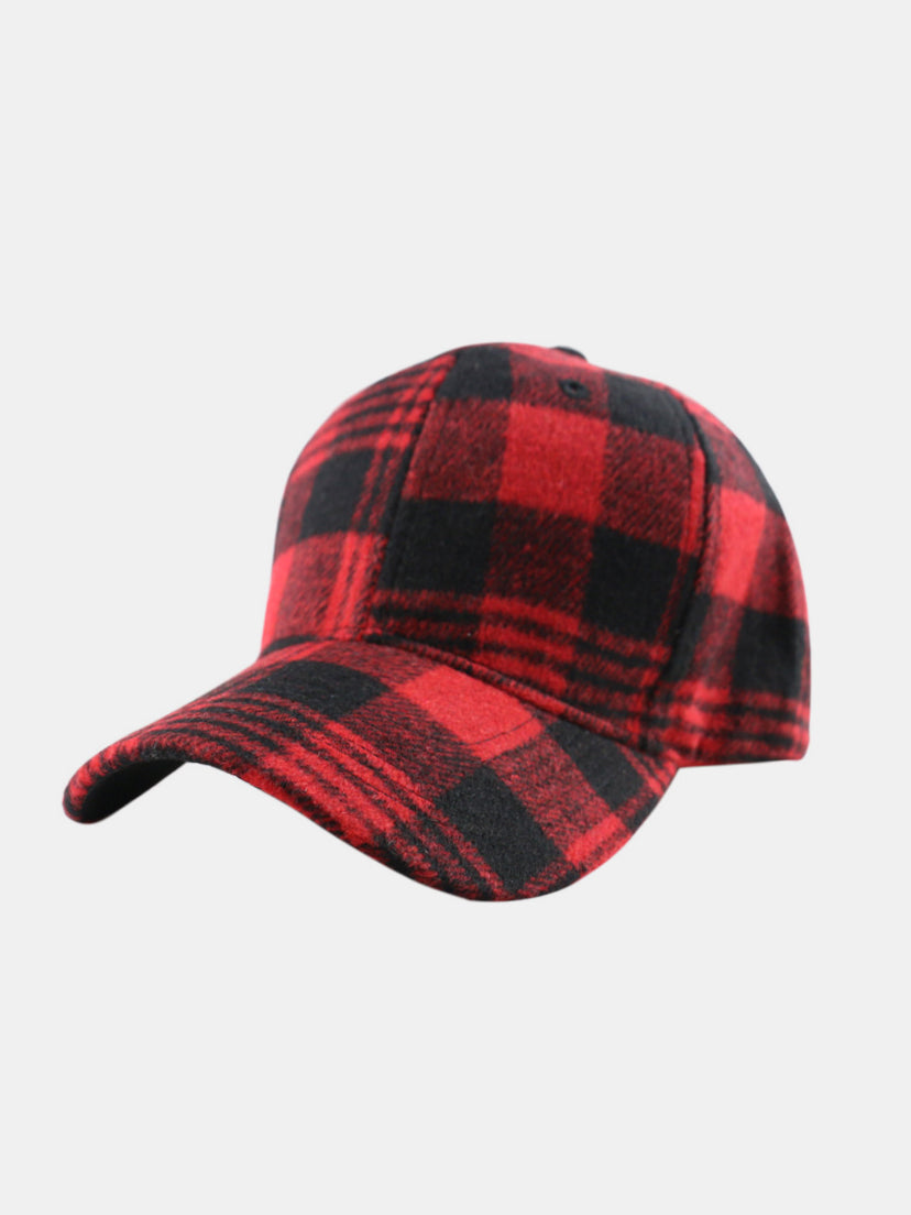 Blue Zone Planet | Plaid Adjustable Cotton Baseball Cap-[Adult]-[Female]-Red-One Size-2022 Online Blue Zone Planet