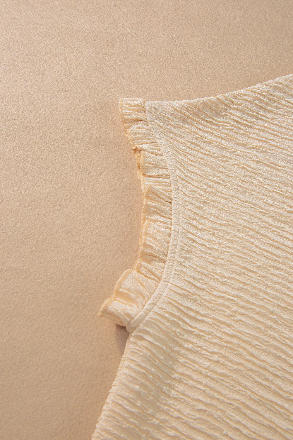 Light Pink Solid Textured Ruffled Short Sleeve Blouse-Tops/Blouses & Shirts-[Adult]-[Female]-2022 Online Blue Zone Planet