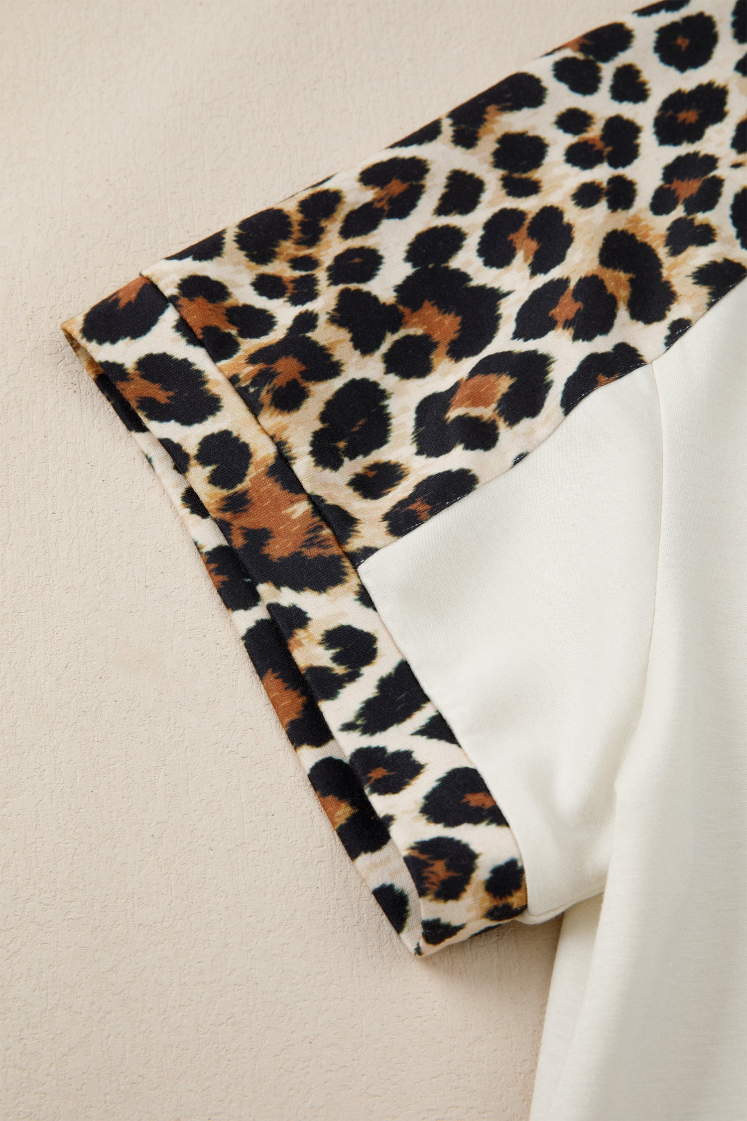 Beige Leopard Patchwork Half Button Short Sleeve Top-Tops/Tops & Tees-[Adult]-[Female]-2022 Online Blue Zone Planet