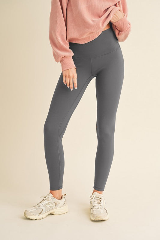 Yelete Full Size Fleece Lined High Waisted Leggings-BOTTOMS SIZES SMALL MEDIUM LARGE-[Adult]-[Female]-Gray-S-2022 Online Blue Zone Planet