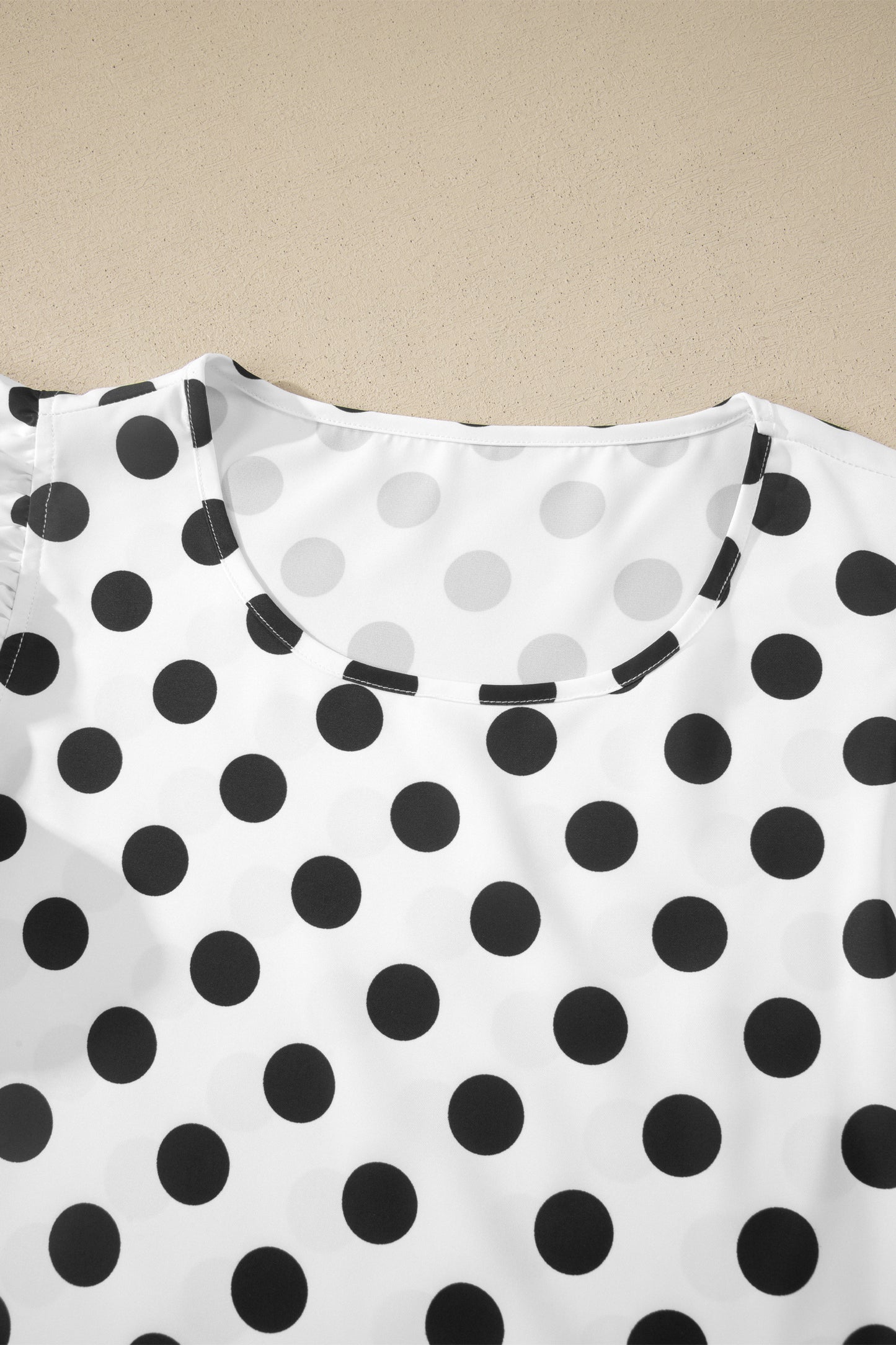 White Polka Dot Print Ruffled Short Sleeve Blouse-Tops/Blouses & Shirts-[Adult]-[Female]-2022 Online Blue Zone Planet