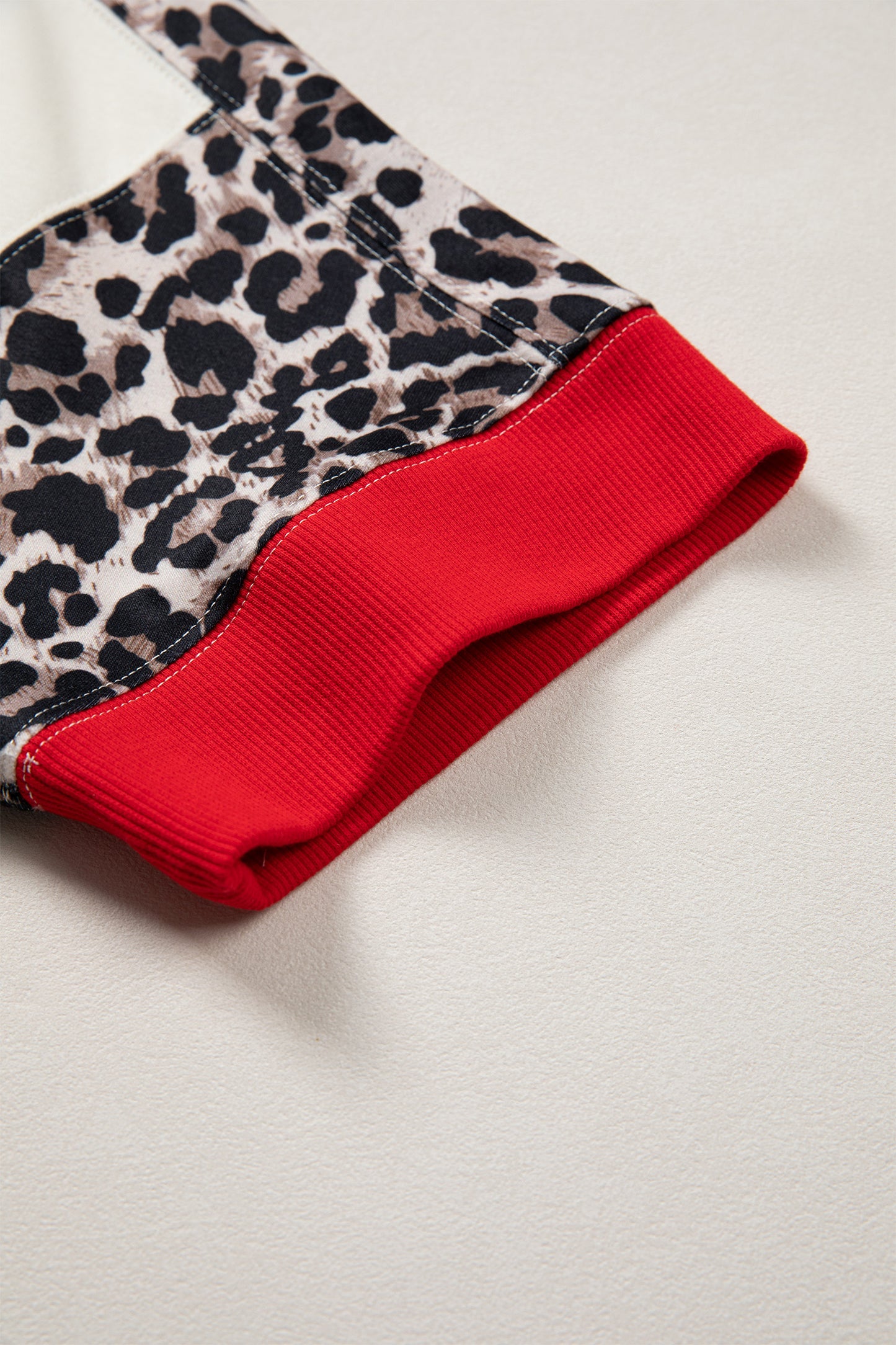 Beige Leopard Block Patchwork Uneven Hem Short Sleeve Top-Tops/Tops & Tees-[Adult]-[Female]-2022 Online Blue Zone Planet