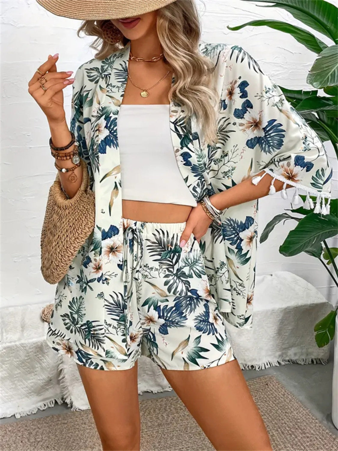 Printed Half Sleeve Top and Shorts Set-TOPS / DRESSES-[Adult]-[Female]-2022 Online Blue Zone Planet