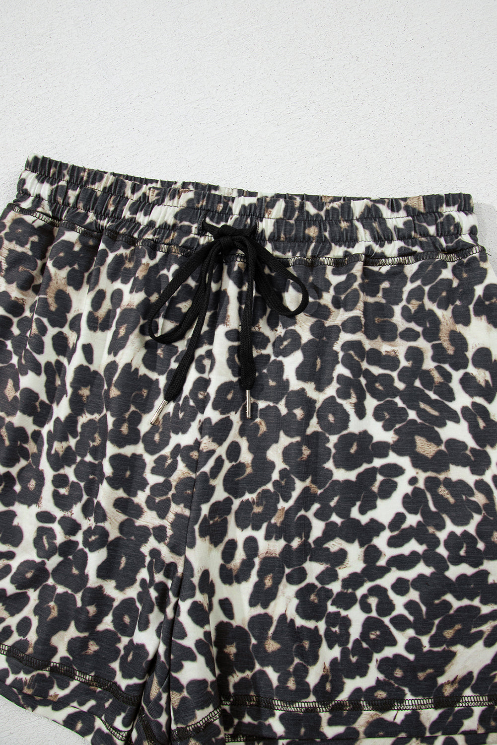 Black Cheetah Printed Casual Tee and Shorts Lounge Set-Loungewear & Sleepwear/Loungewear-[Adult]-[Female]-2022 Online Blue Zone Planet