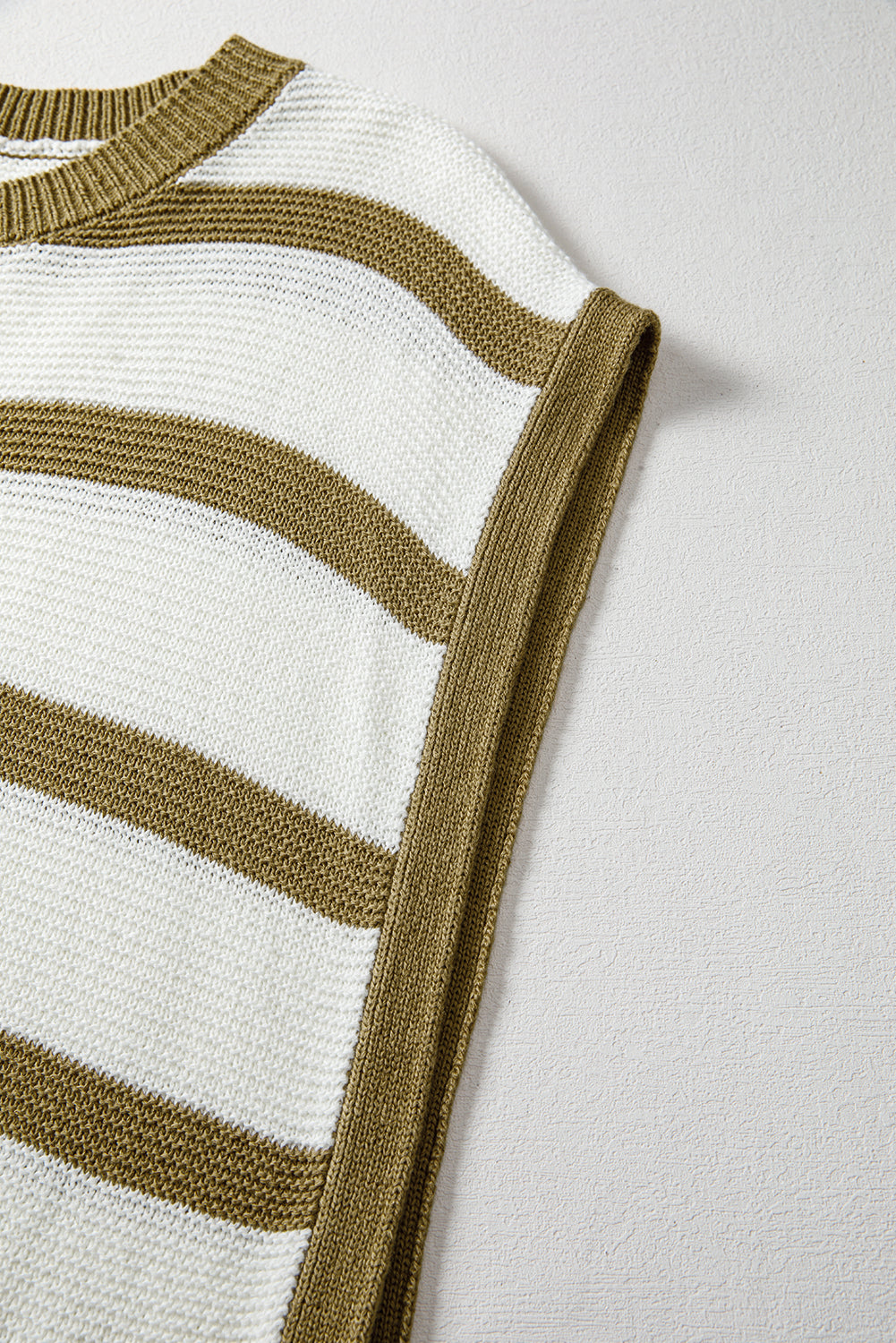 Khaki Stripe Tie Open Side Sweater Knitted Top-TOPS / DRESSES-[Adult]-[Female]-2022 Online Blue Zone Planet