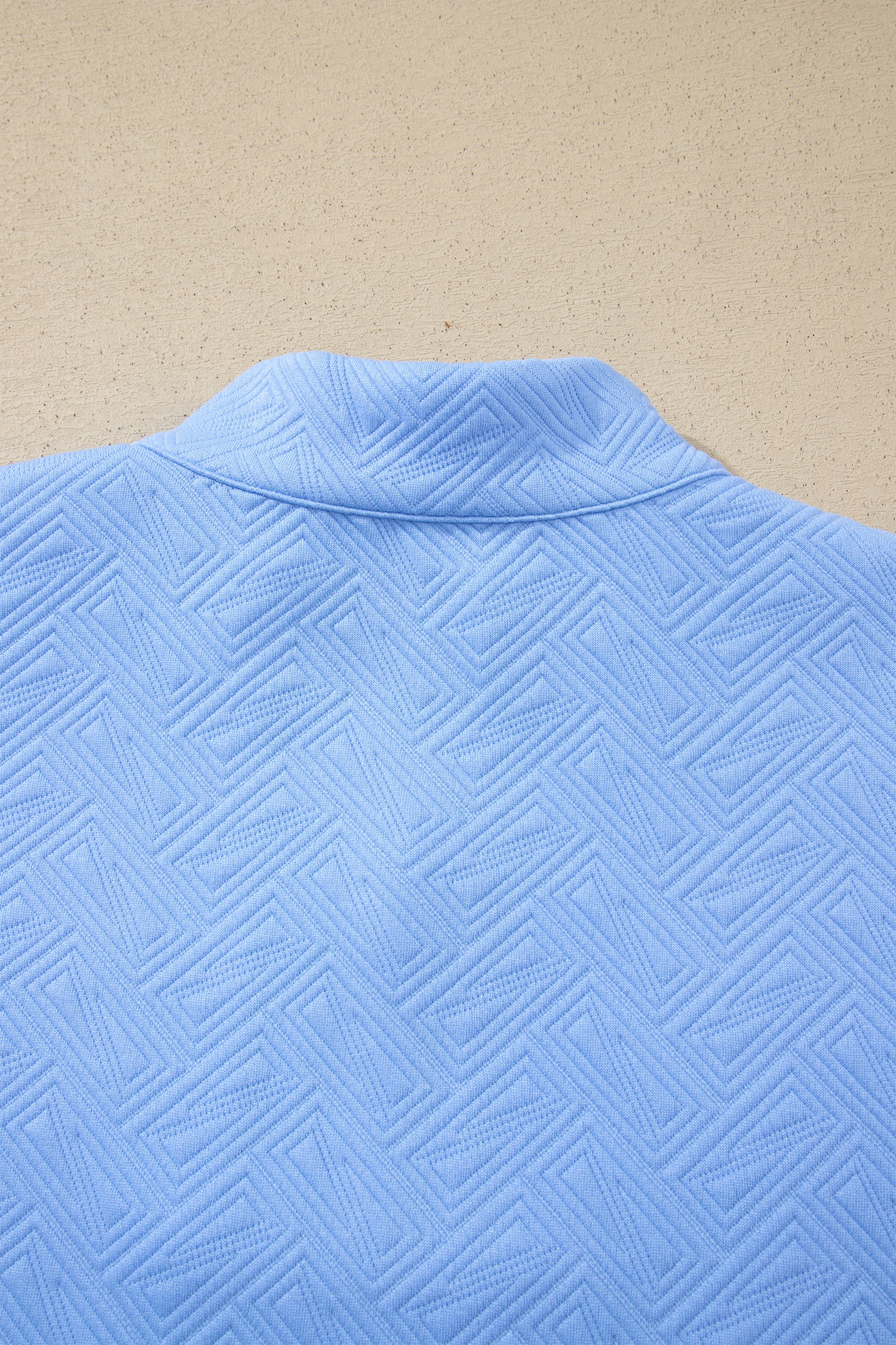 Myosotis Stylish Textured Stripe Trim Split Neck Puff Sleeve Top-Tops/Tops & Tees-[Adult]-[Female]-2022 Online Blue Zone Planet