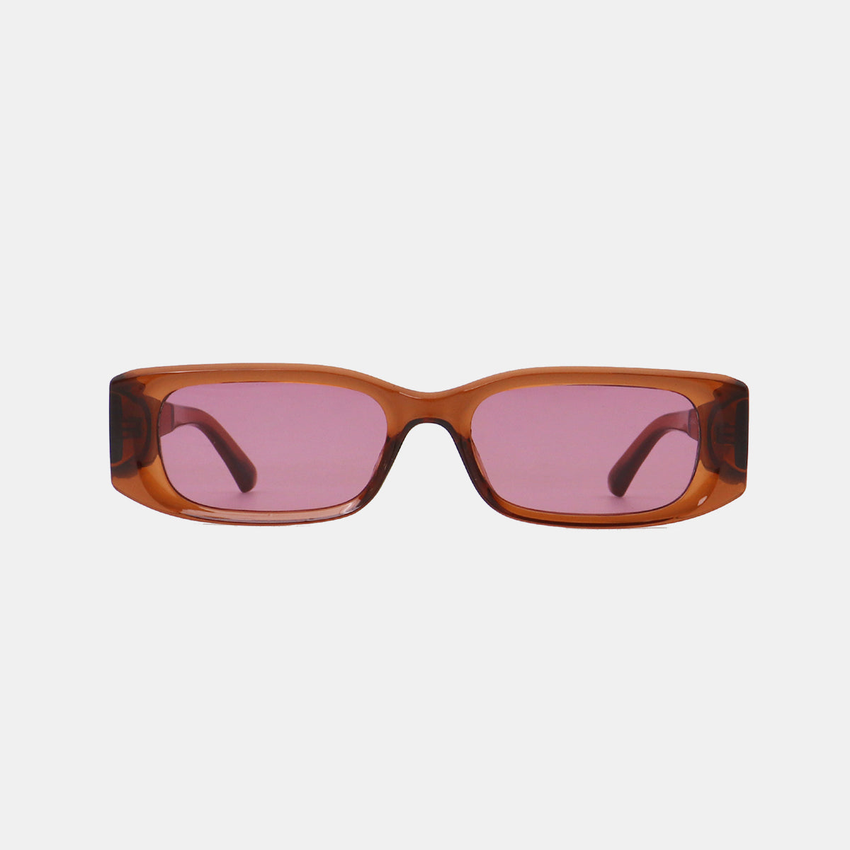 Polycarbonate Frame Rectangle Sunglasses-SUN GLASSES-[Adult]-[Female]-Caramel-One Size-2022 Online Blue Zone Planet