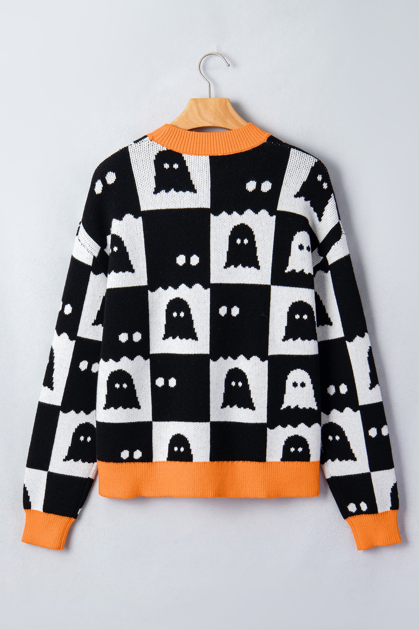 Black High Neck Drop Shoulder Geometric Print Sweater-Sweaters & Cardigans/Sweaters-[Adult]-[Female]-2022 Online Blue Zone Planet