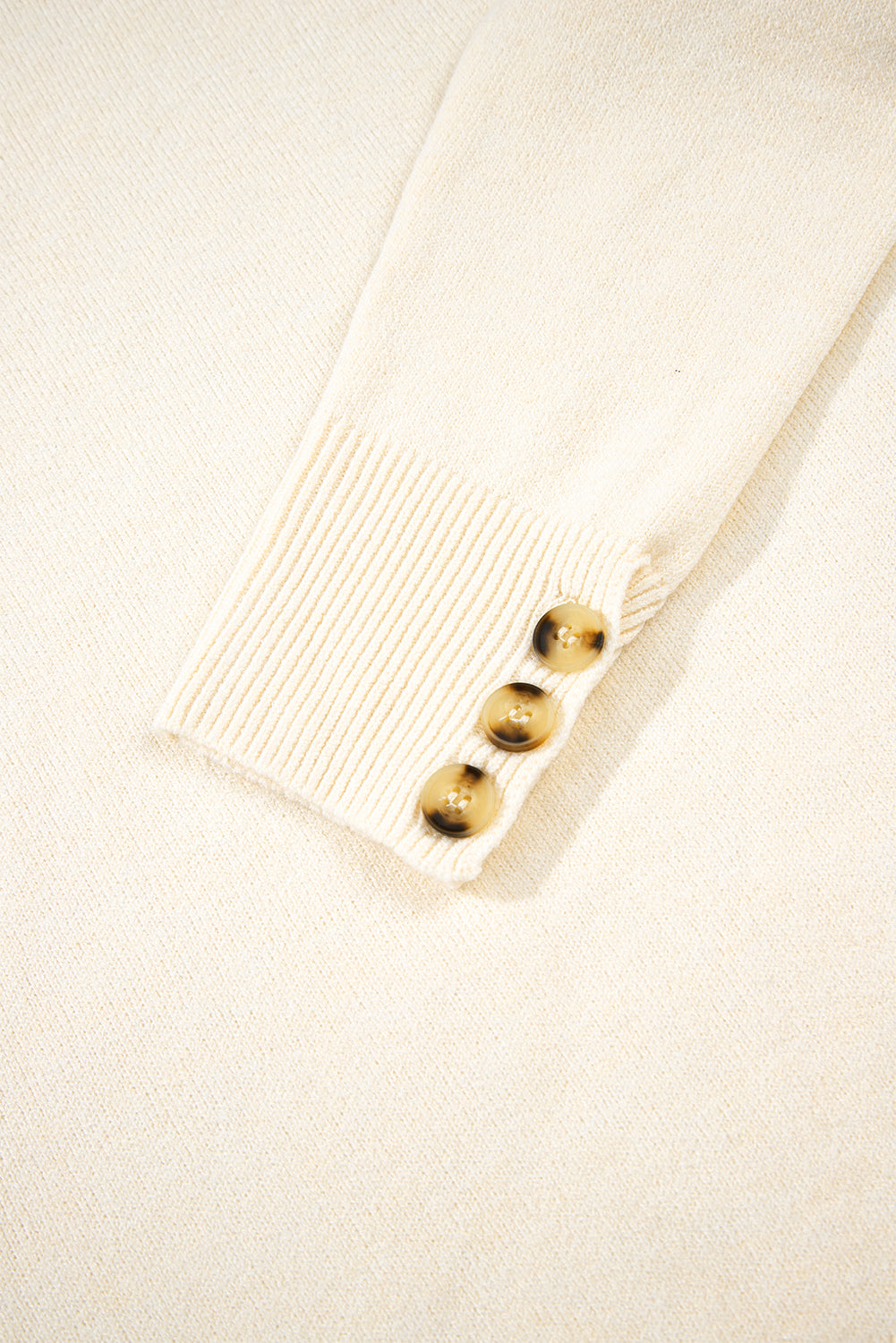 White Buttoned Bishop Sleeve Crew Neck Sweater-TOPS / DRESSES-[Adult]-[Female]-2022 Online Blue Zone Planet