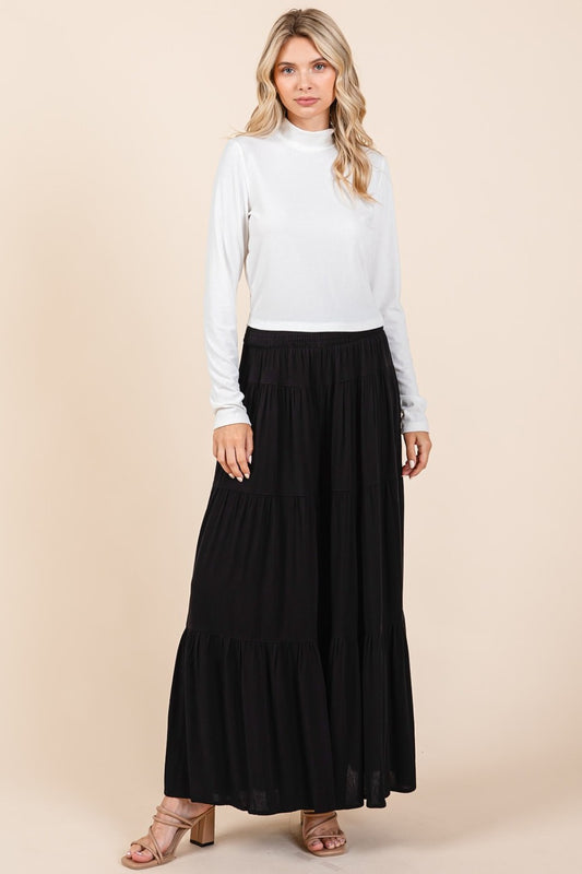 Blue Zone Planet | Mittoshop Tier Detail Smocked Elastic Waist Wide Leg Pants-BOTTOMS SIZES SMALL MEDIUM LARGE-[Adult]-[Female]-Black-S-2022 Online Blue Zone Planet