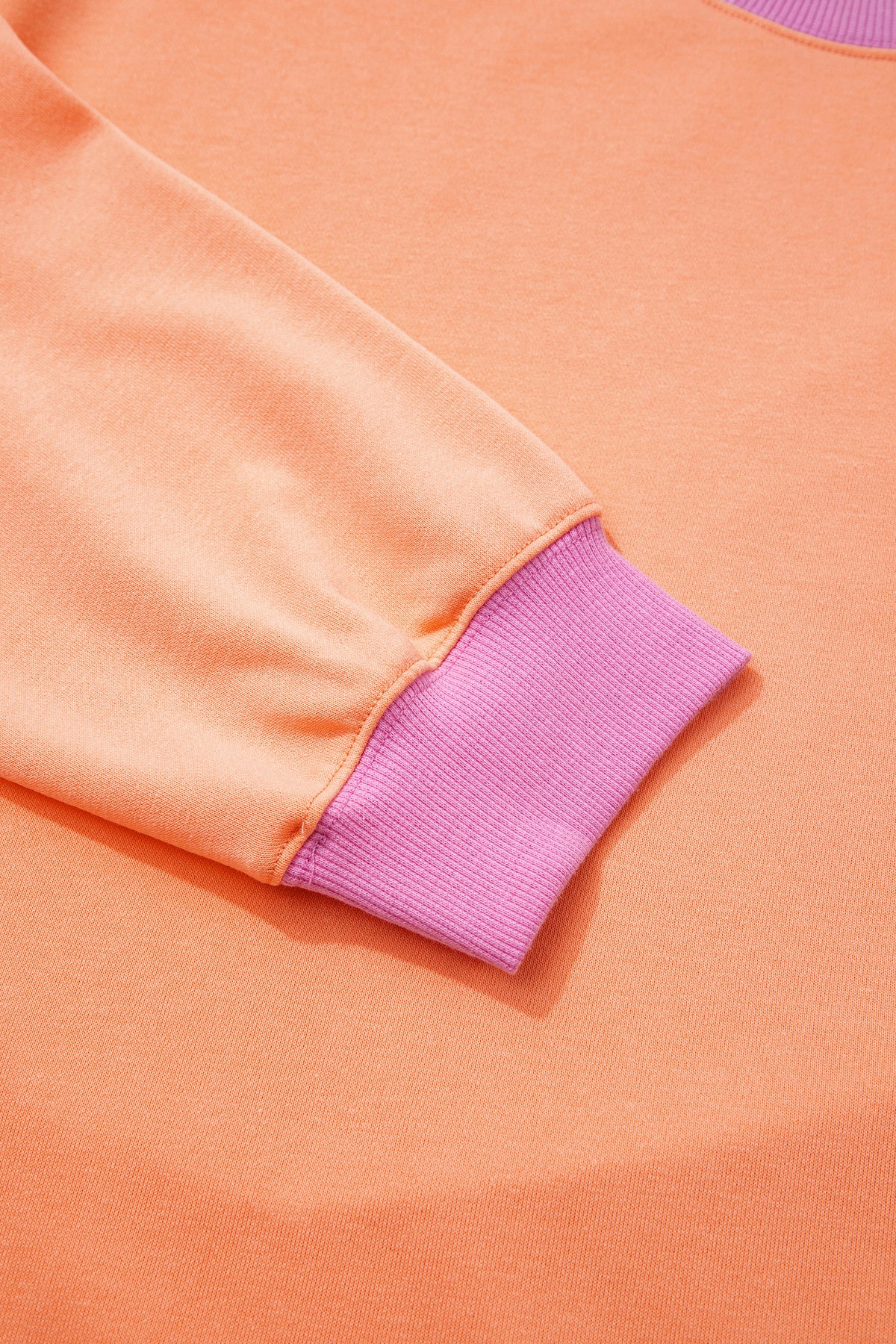 Pink Color Block Contrast Trim Plus Size Sweatshirt-Plus Size/Plus Size Sweatshirts & Hoodies-[Adult]-[Female]-2022 Online Blue Zone Planet
