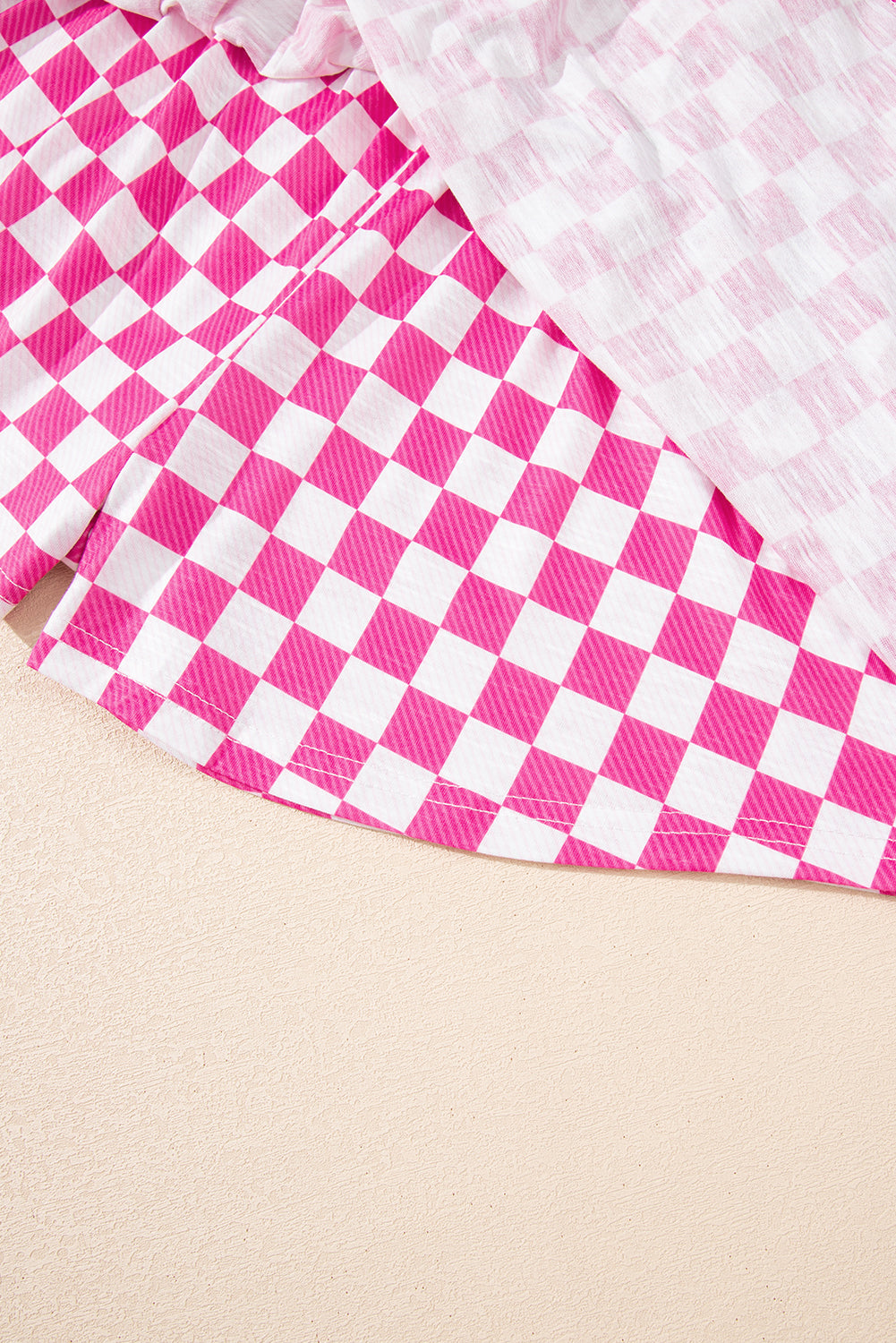 Pink Checkerboard T Shirt And High Waist Skorts 2 Piece Outfit-Two Piece Sets/Short Sets-[Adult]-[Female]-2022 Online Blue Zone Planet