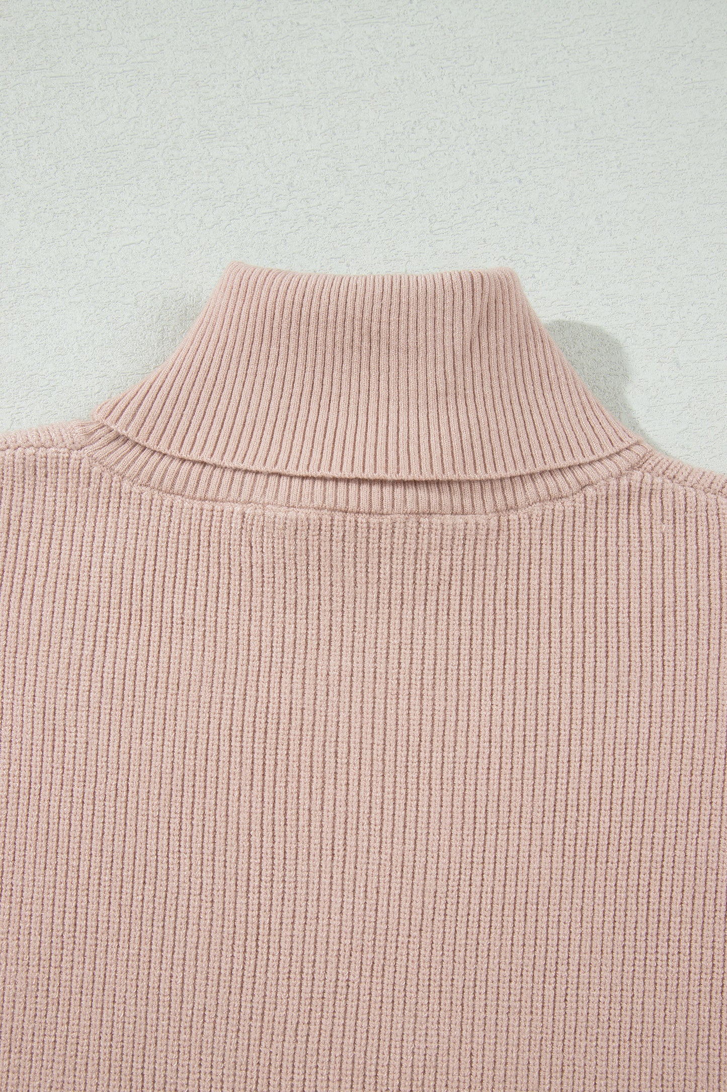 Light French Beige Sleeveless High Neck Knit Split Hem Shift Silhouette Wool Sweater Vest-Sweaters & Cardigans/Sweater Vests-[Adult]-[Female]-2022 Online Blue Zone Planet