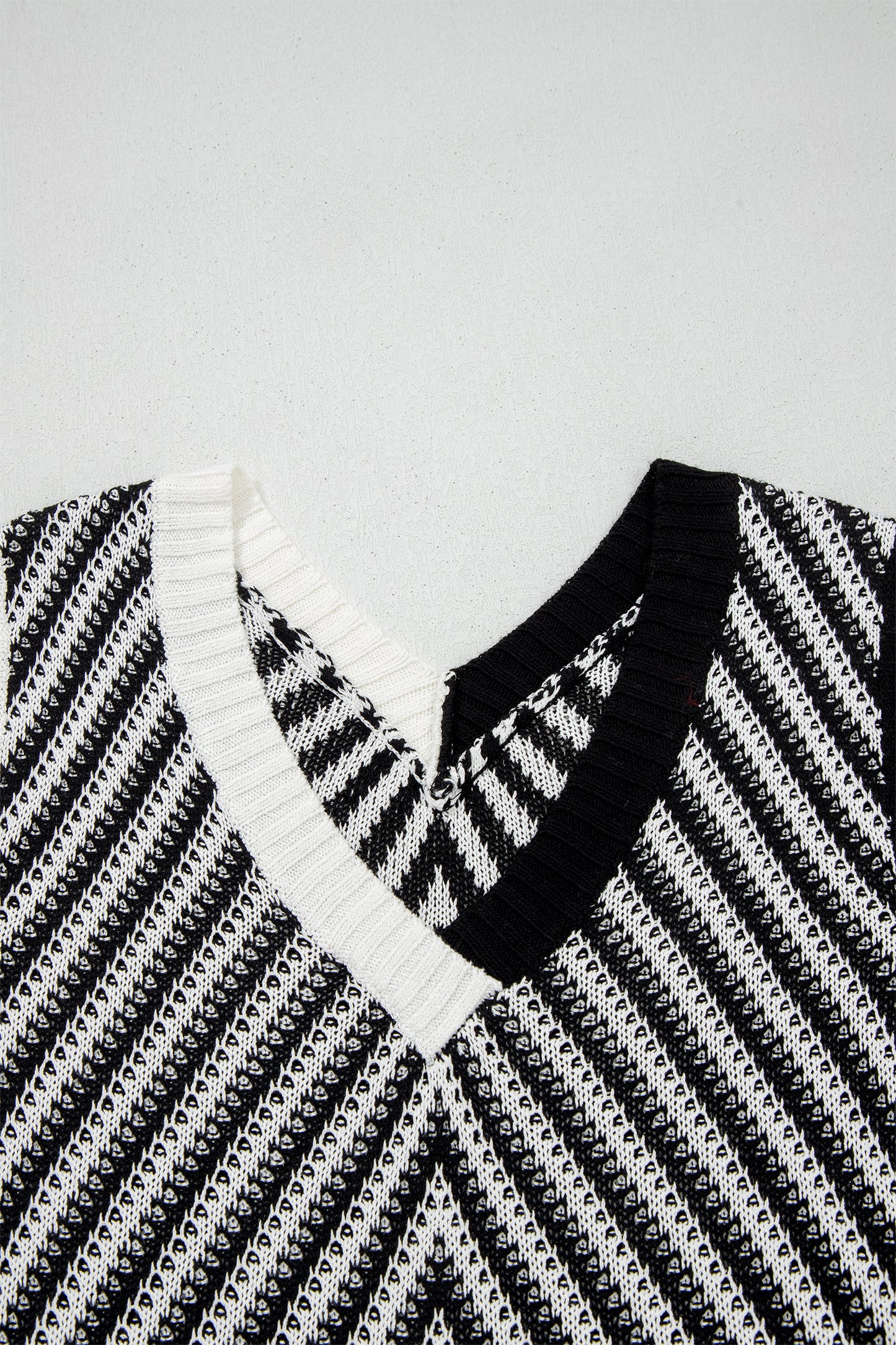 Black Contrast Chevron Knit V Neck Sweater Vest-TOPS / DRESSES-[Adult]-[Female]-2022 Online Blue Zone Planet