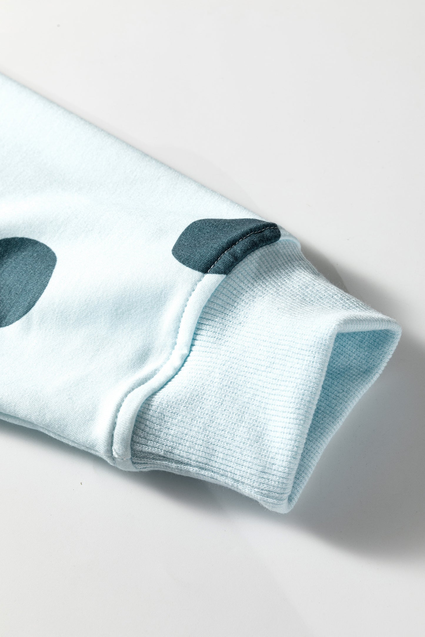 Sky Blue Polka Dot Print Drop Shoulder Pullover Drawstring Shorts Set-Two Piece Sets/Short Sets-[Adult]-[Female]-2022 Online Blue Zone Planet