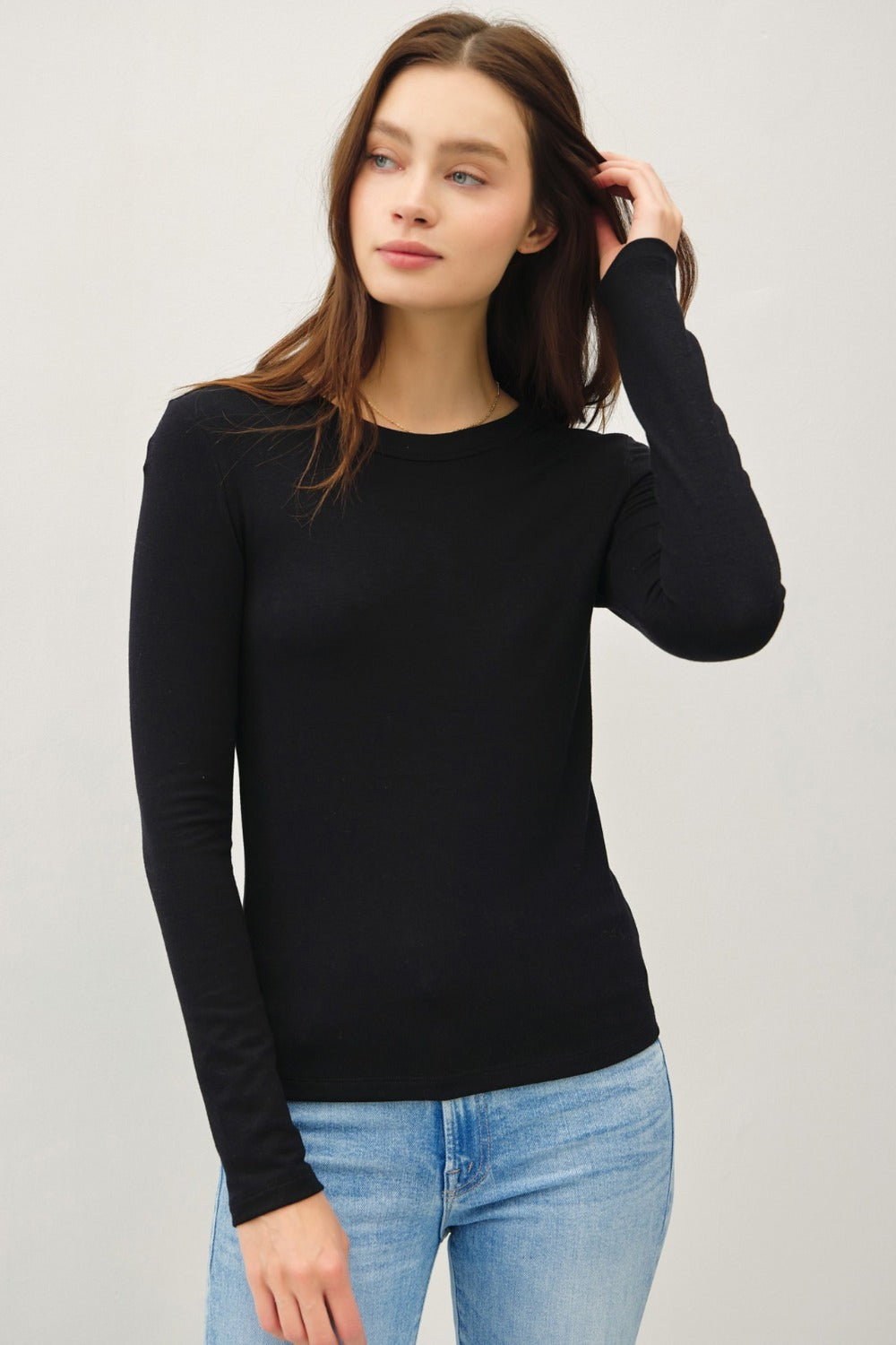 Be Cool Round Neck Long Sleeve T-Shirt-TOPS / DRESSES-[Adult]-[Female]-Black-S-2022 Online Blue Zone Planet