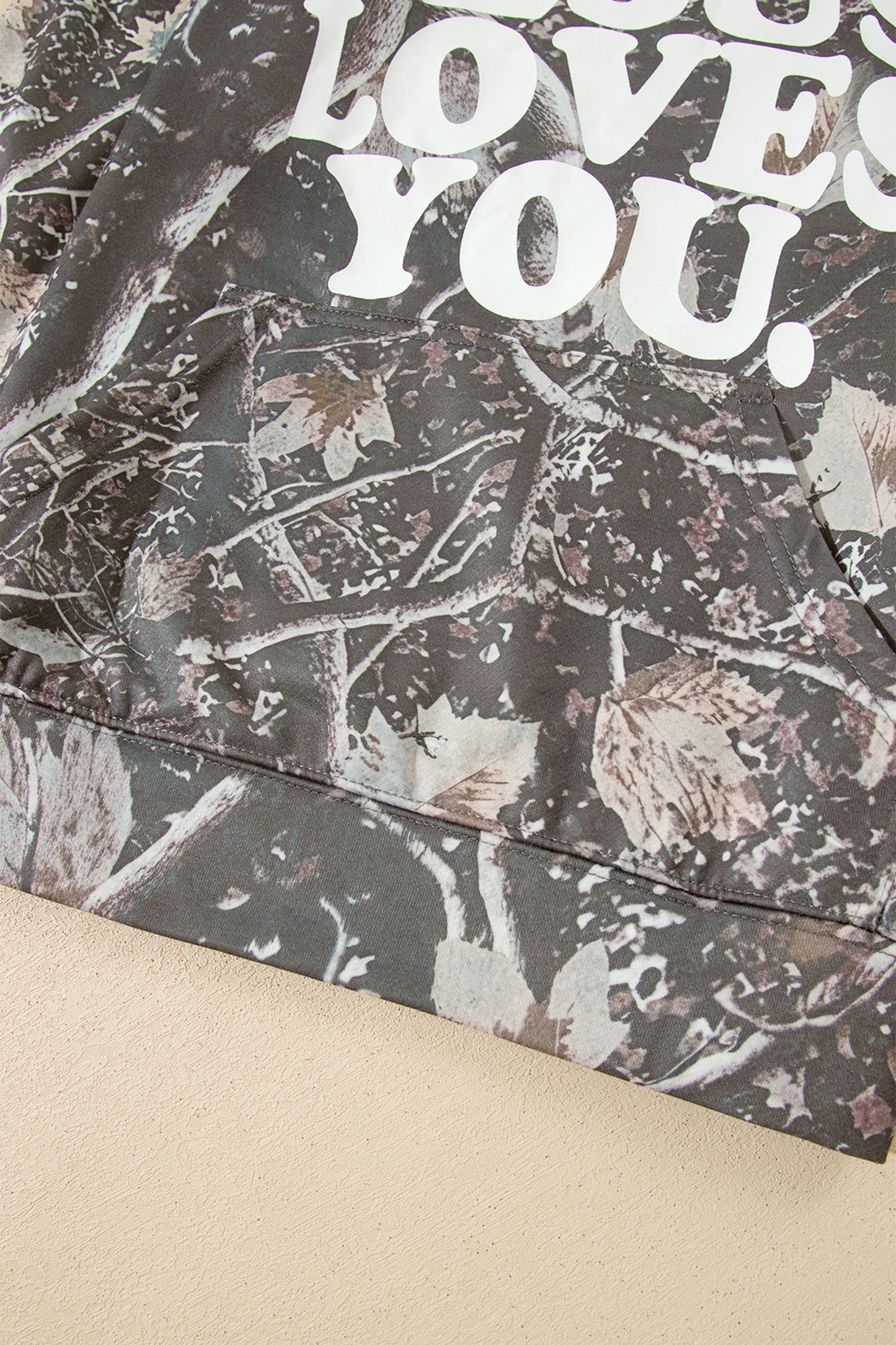 Brown Retro Camouflage Jesus Loves You Print Relaxed Hoodie-Tops / Dresses-[Adult]-[Female]-2022 Online Blue Zone Planet