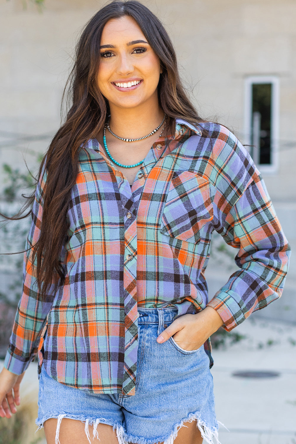 Red Plaid Print Loose Vintage Shirt-Tops/Blouses & Shirts-[Adult]-[Female]-2022 Online Blue Zone Planet