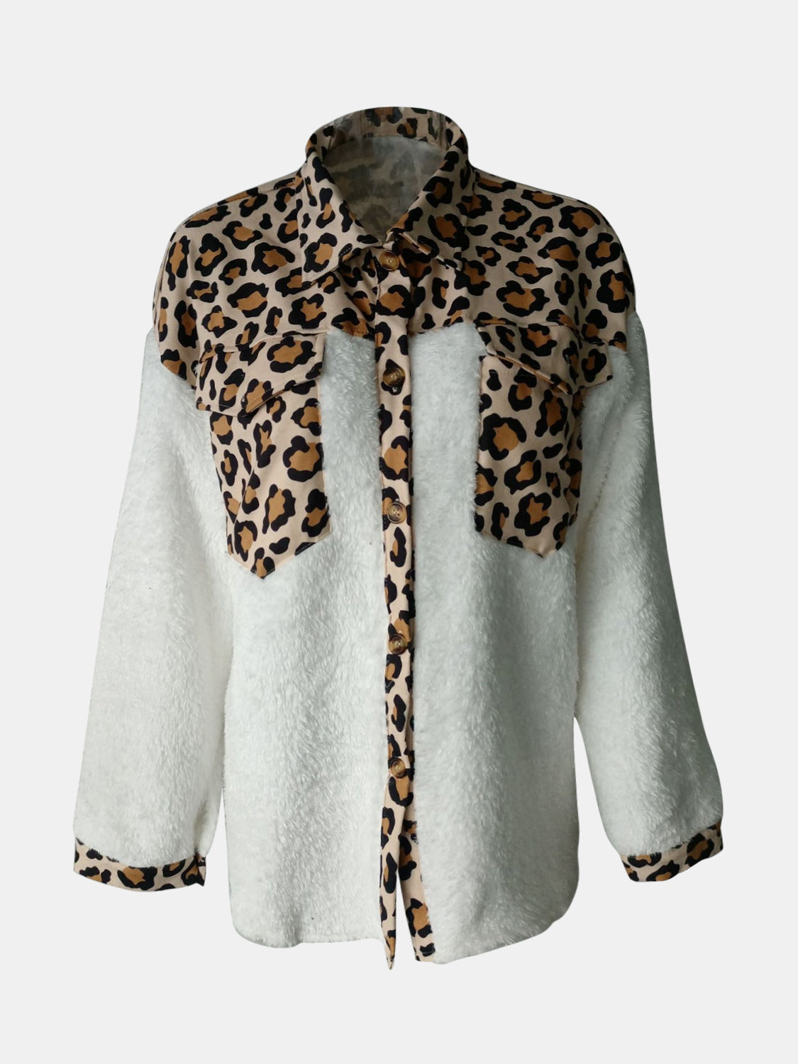 Fuzzy Button Up Long Sleeve Jacket-TOPS / DRESSES-[Adult]-[Female]-2022 Online Blue Zone Planet