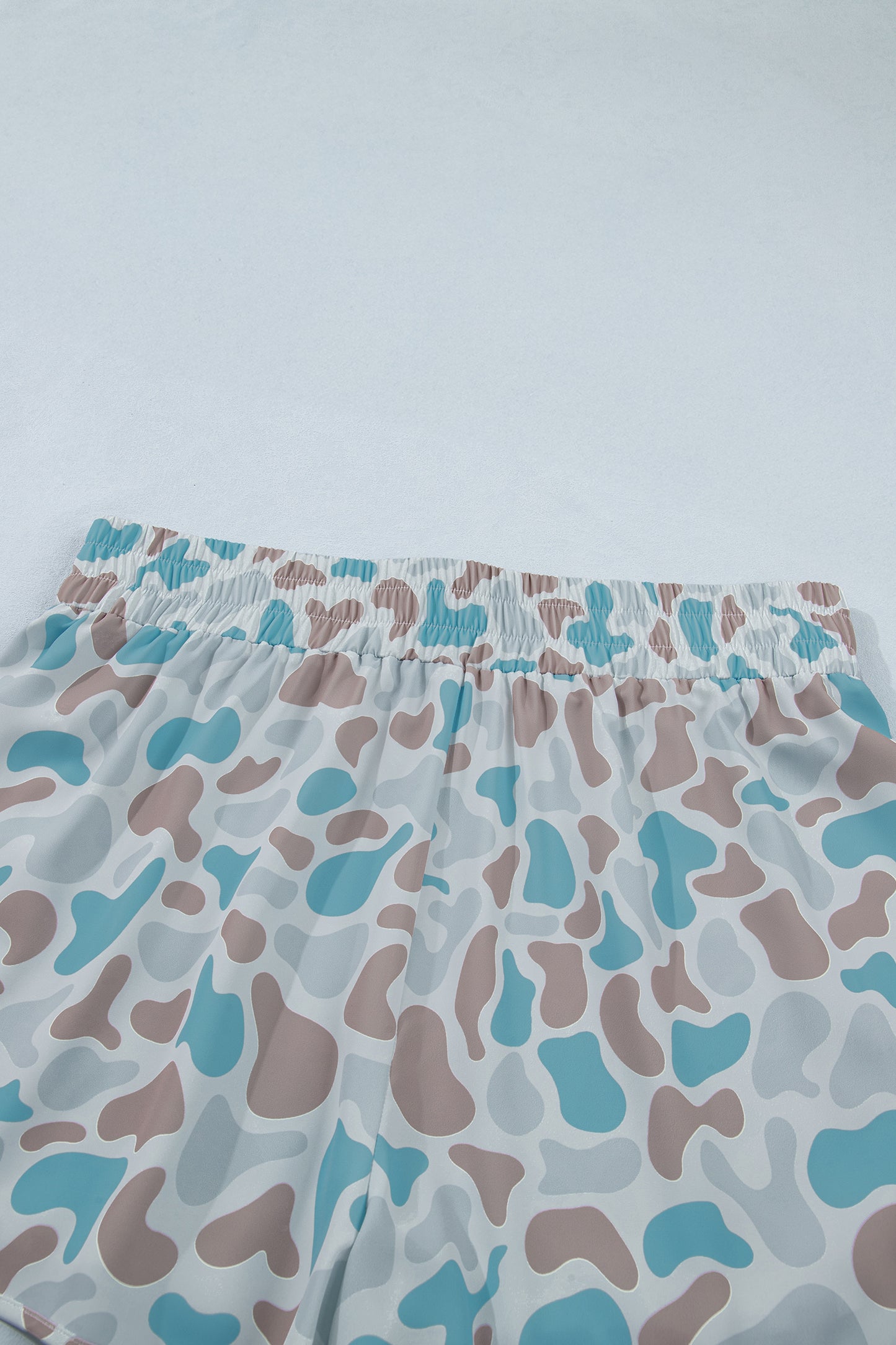 Multicolour Plus Size Camouflage Elastic Waist Athleisure Shorts-Plus Size/Plus Size Bottoms-[Adult]-[Female]-2022 Online Blue Zone Planet