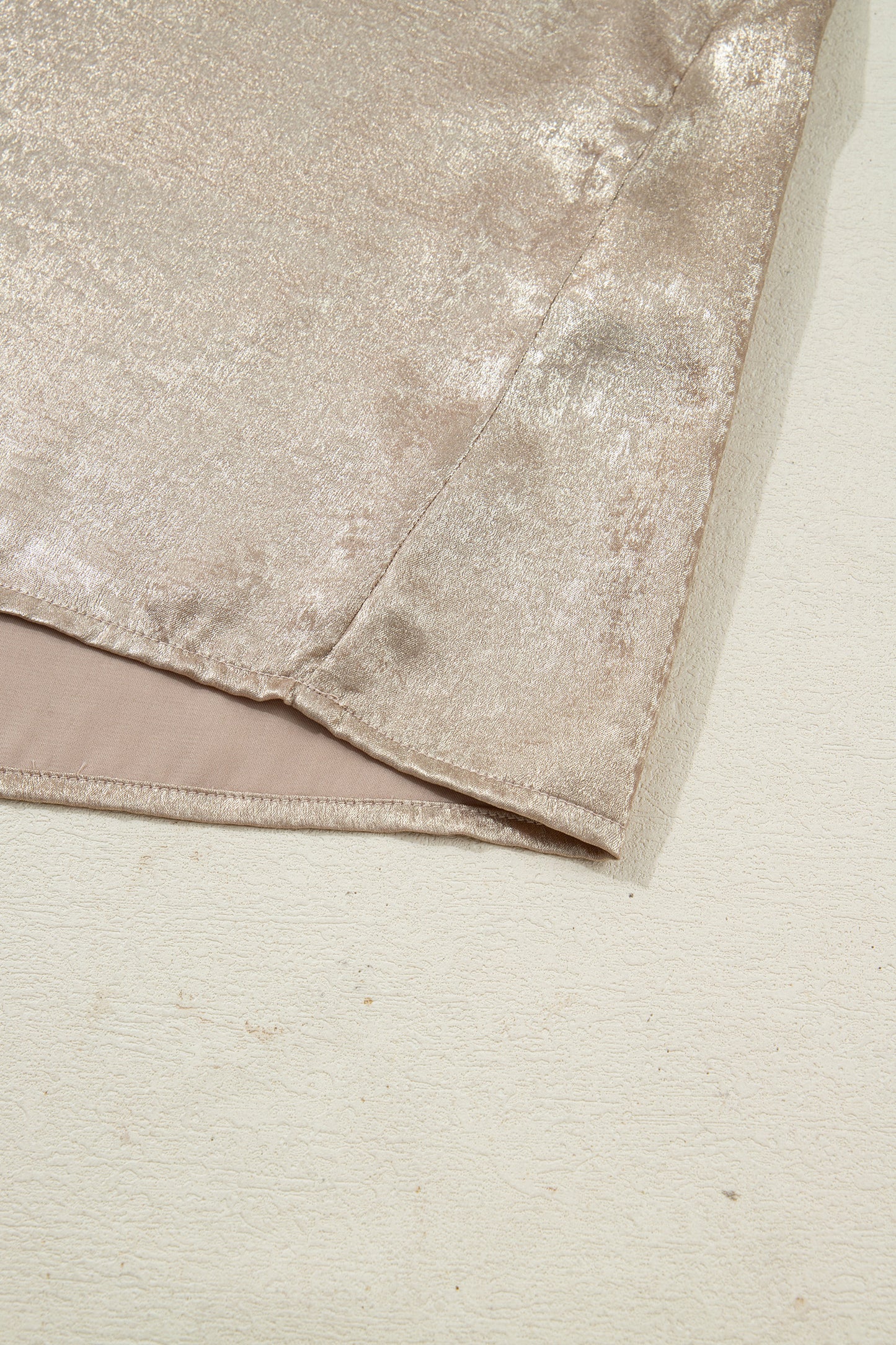 Apricot Plus Size Metallic Long Flounce Sleeve Blouse-Plus Size/Plus Size Tops/Plus Size Blouses & Shirts-[Adult]-[Female]-2022 Online Blue Zone Planet