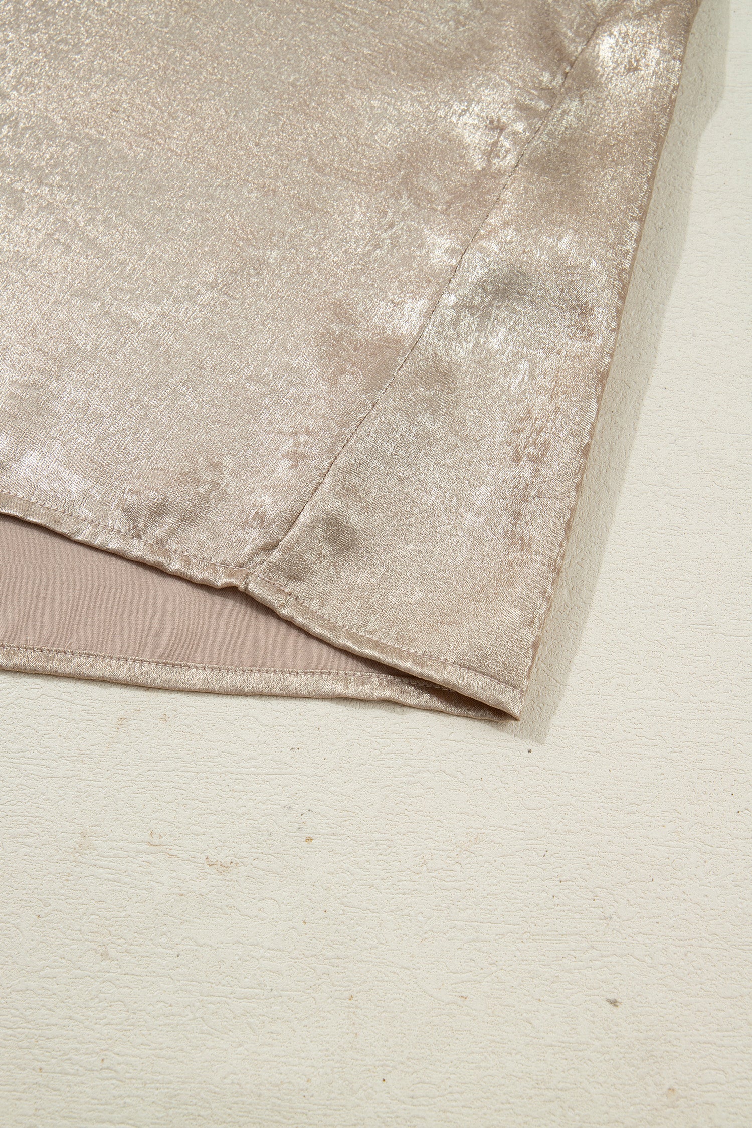 Apricot Plus Size Metallic Long Flounce Sleeve Blouse-Plus Size/Plus Size Tops/Plus Size Blouses & Shirts-[Adult]-[Female]-2022 Online Blue Zone Planet